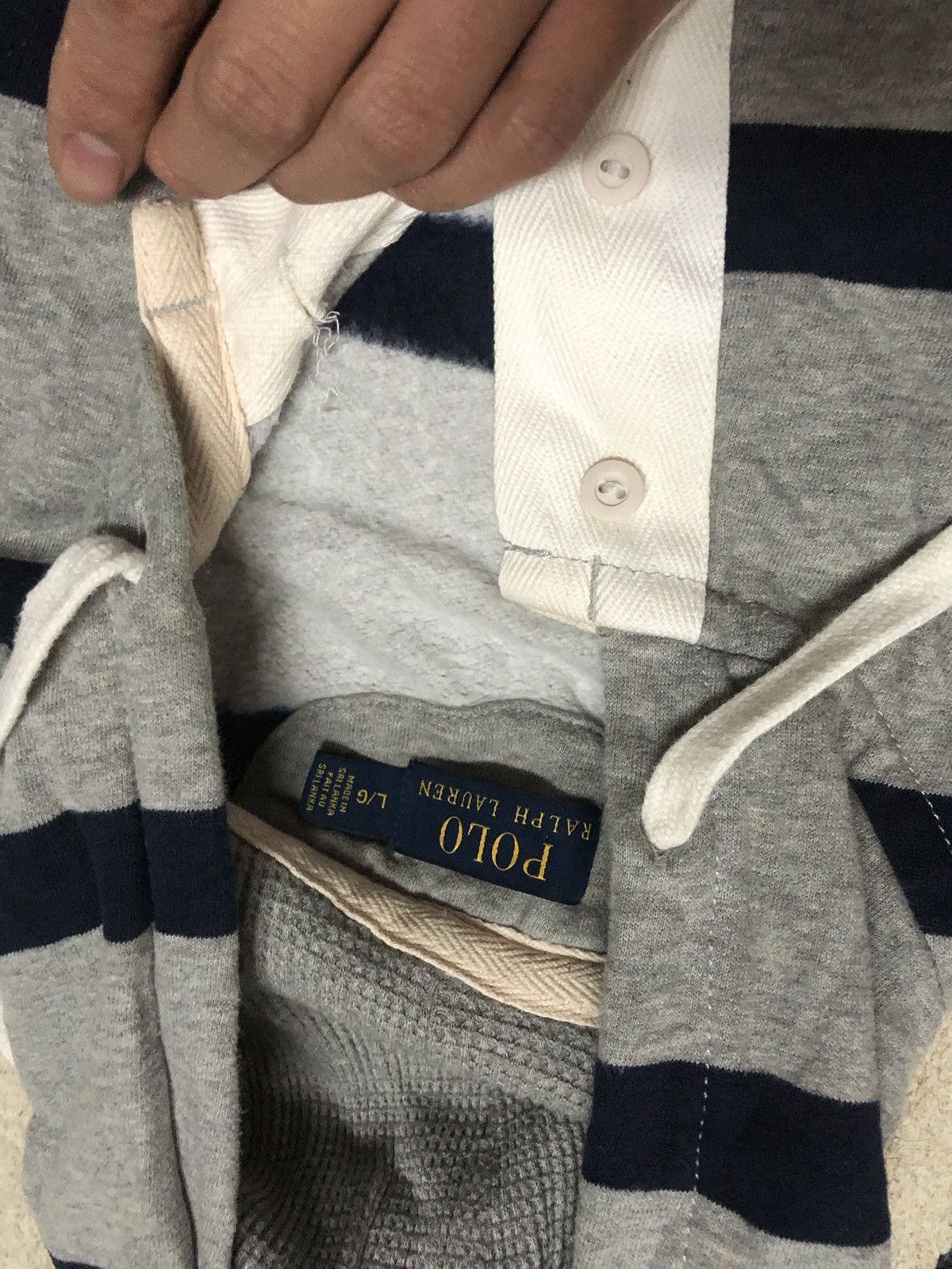 Polo Ralph Lauren × Ralph Lauren × Vintage Ralph Lauren striped Rugby Polo White Oversized Hoodie Size US L / EU 52-54 / 3 - 3 Thumbnail
