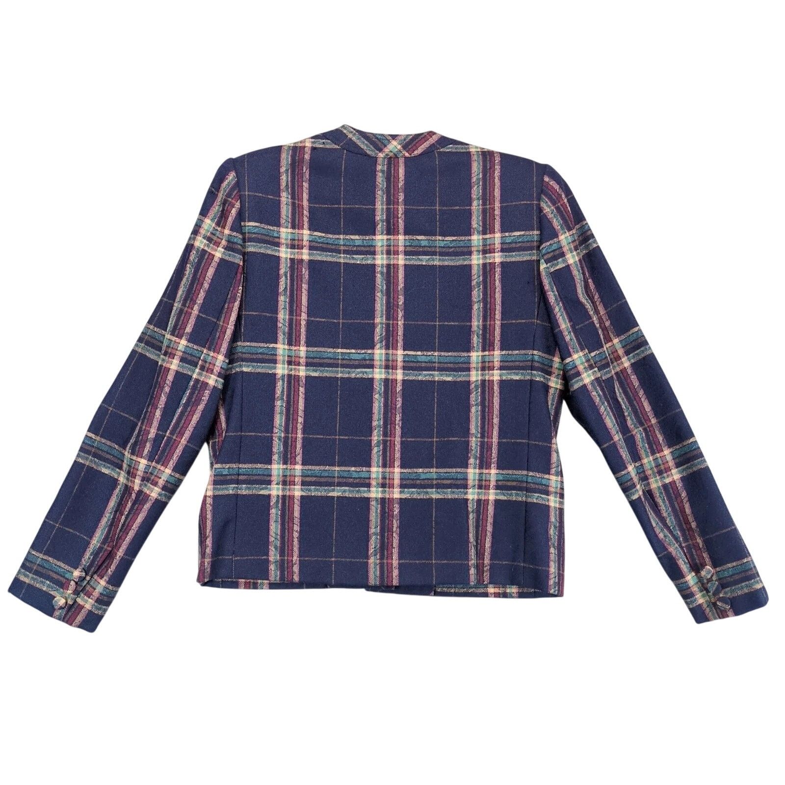 Vintage Doncaster Custom Navy Plaid Button-Front Jacket Women's M Size M / US 6-8 / IT 42-44 - 3 Thumbnail