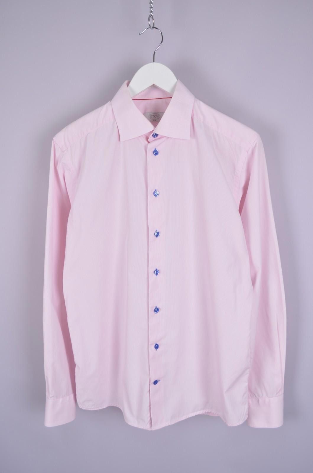 Eton Eton Mens Slim Pink Striped Dress Shirt Slim Size M (41 16) Size US M / EU 48-50 / 2 - 1 Thumbnail
