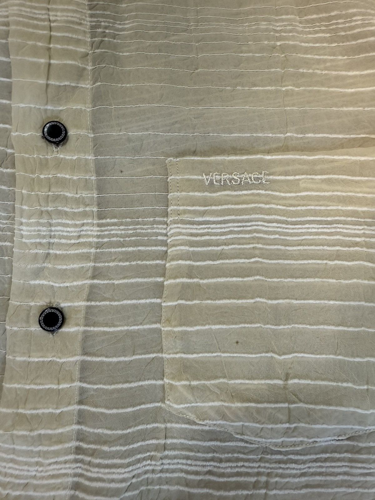 Versace Versace Classic Men Short Sleeve Logo Shirt Striped Viscose Size US M / EU 48-50 / 2 - 15 Thumbnail
