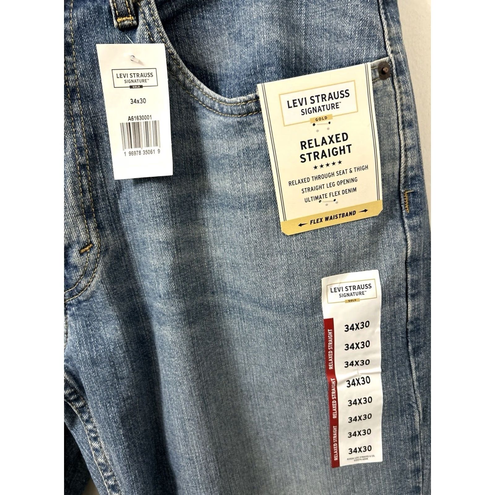 Vintage Levi Strauss Signature Gold Jeans Mens 34x30 Blue Relaxed Straight Denim Flex Waistband Jeans Regular Blue Men XS? Size US 34 / EU 50 - 5 Thumbnail