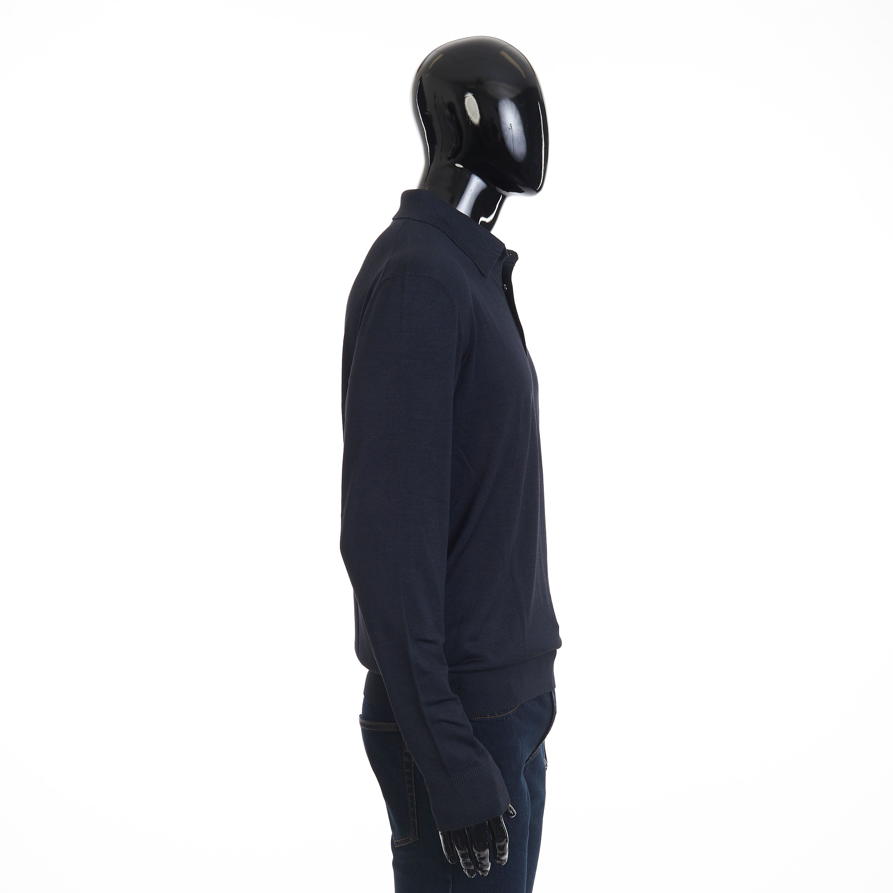 Navy Blue Longsleeve Polo Shirt - 3btn, Eagle Head Accessory
