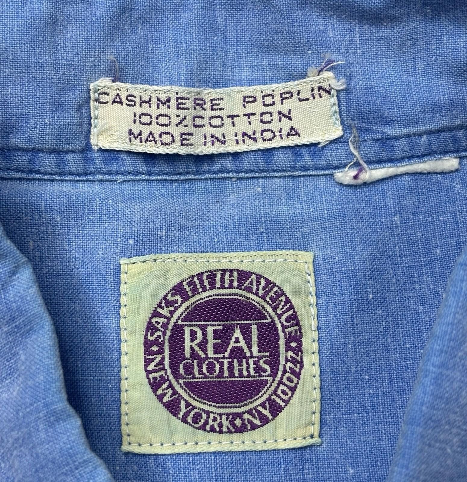 Saks Fifth Avenue 90s Saks Fifth Avenue Real Clothes Shirt Men XL Denim Poplin Size US XL / EU 56 / 4 - 2 Thumbnail