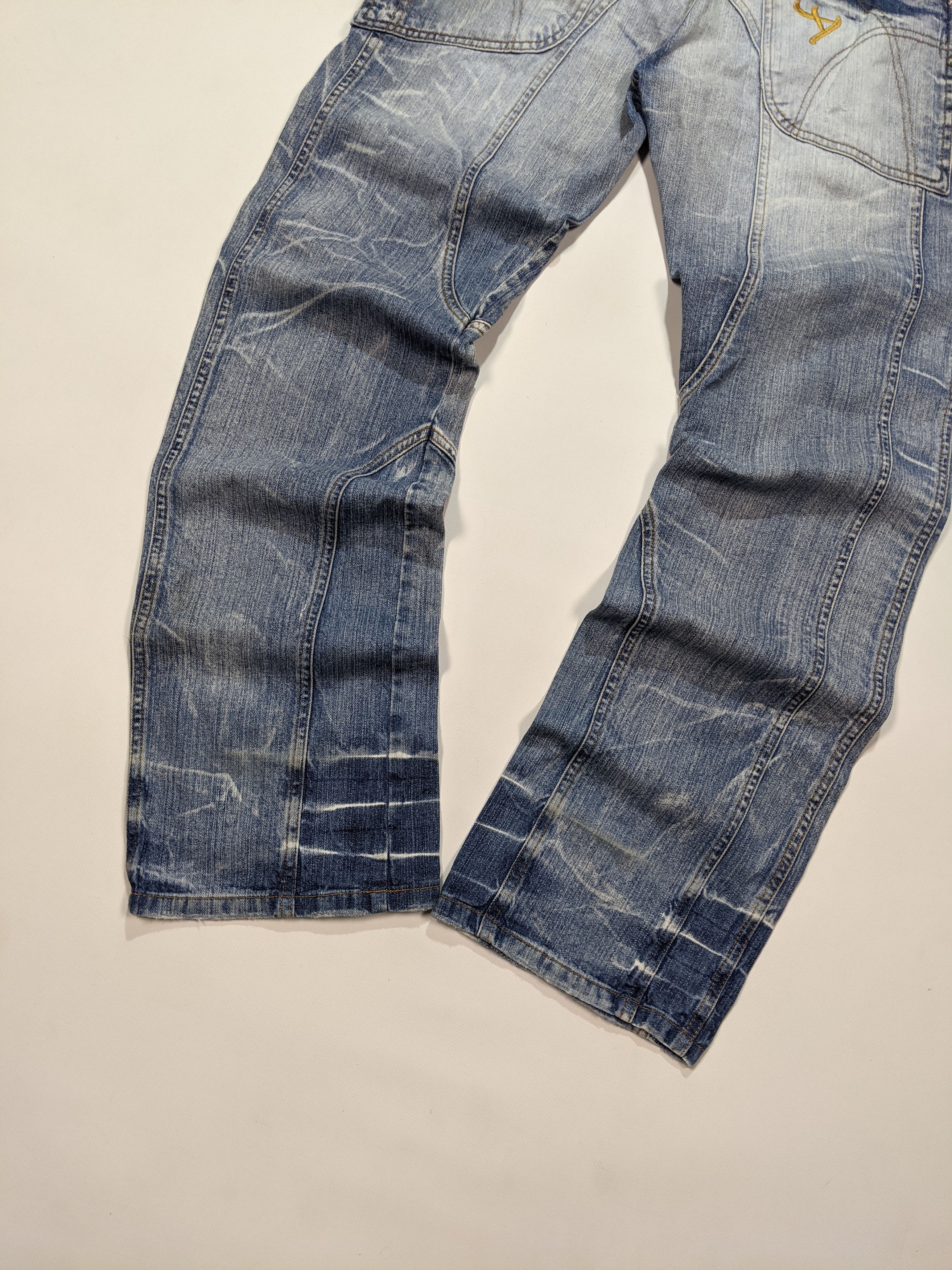 Japanese Brand × Vintage VTG Wide Light Blue Y2k Distressed Boiled Mens Jeans Size US 32 / EU 48 - 7 Thumbnail
