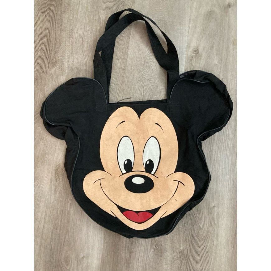 Disney Vintage Disney Mickey Mouse Face Tote Bag Black Canvas Size ONE SIZE - 2 Thumbnail