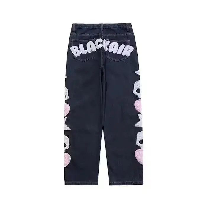 Japanese Brand Dark Blue Color Skull and Five Stars Embroidery Ripped Jeans Size US 32 / EU 48 - 5 Thumbnail