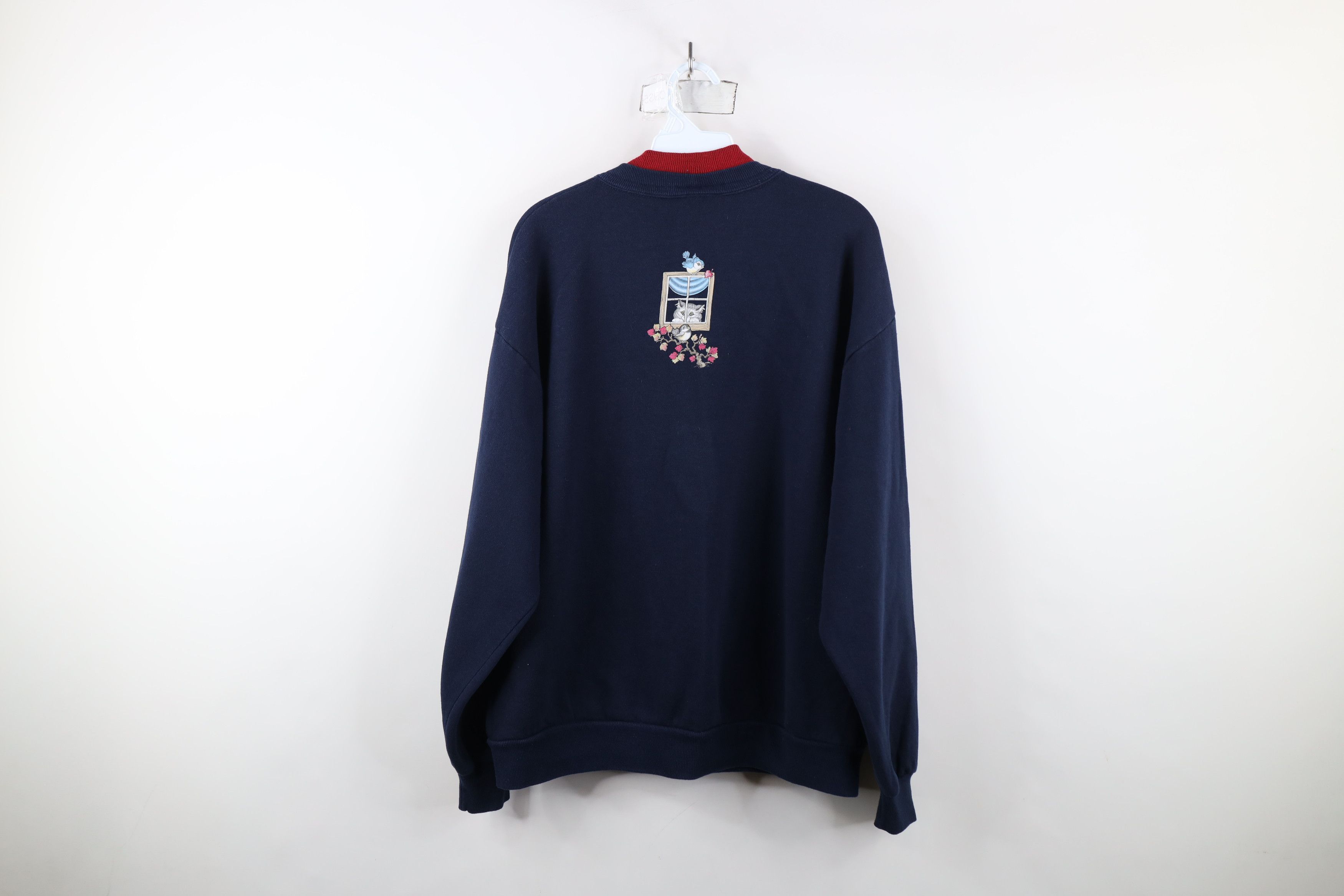 Vintage Vintage 90s Streetwear Kitten Bird Cat Lady Sweatshirt USA Size L / US 10 / IT 46 - 12 Thumbnail