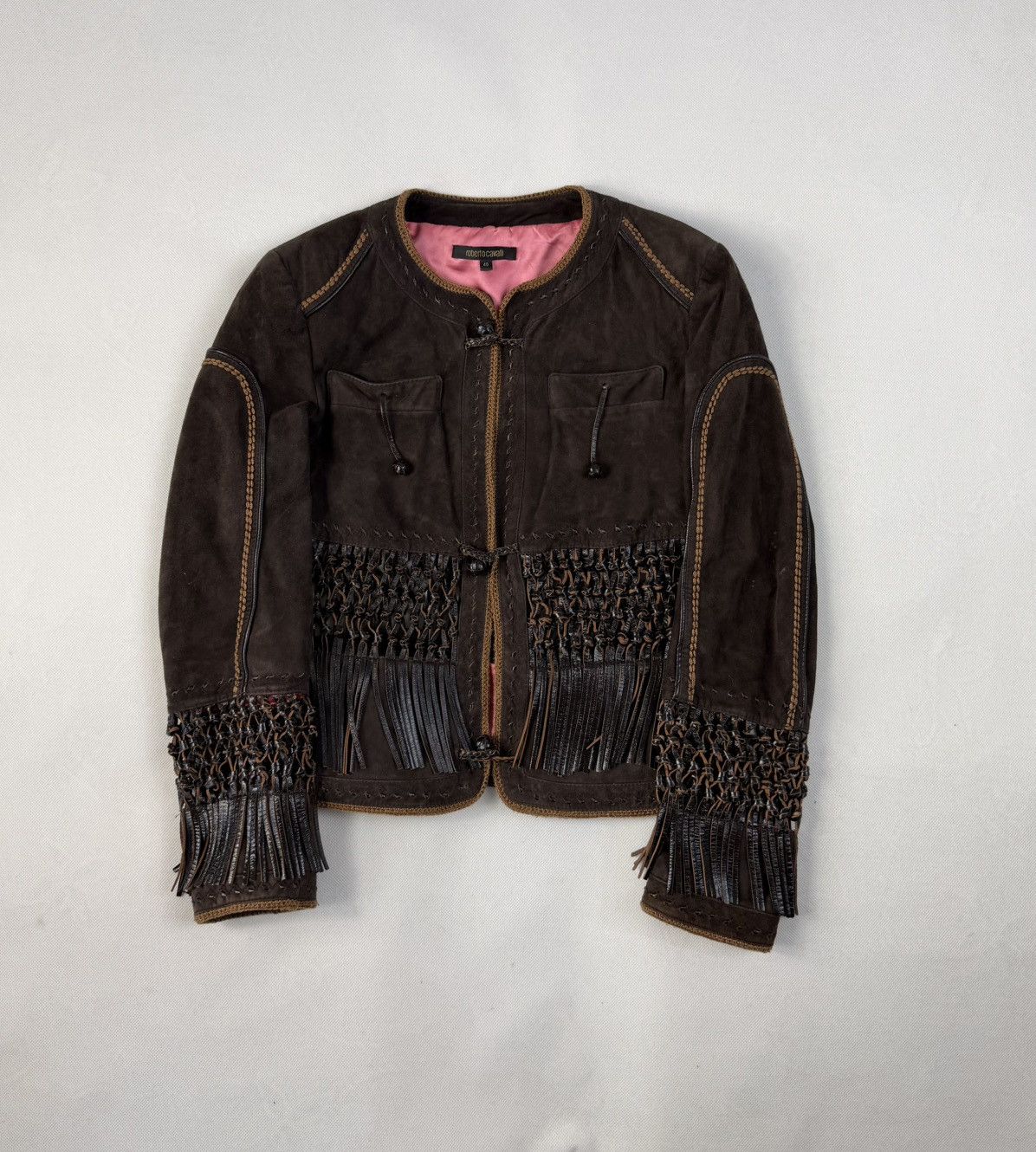 Roberto Cavalli Rare Roberto Cavalli Brown Leather Suede Jacket High End Size L / US 10 / IT 46 - 1 Thumbnail