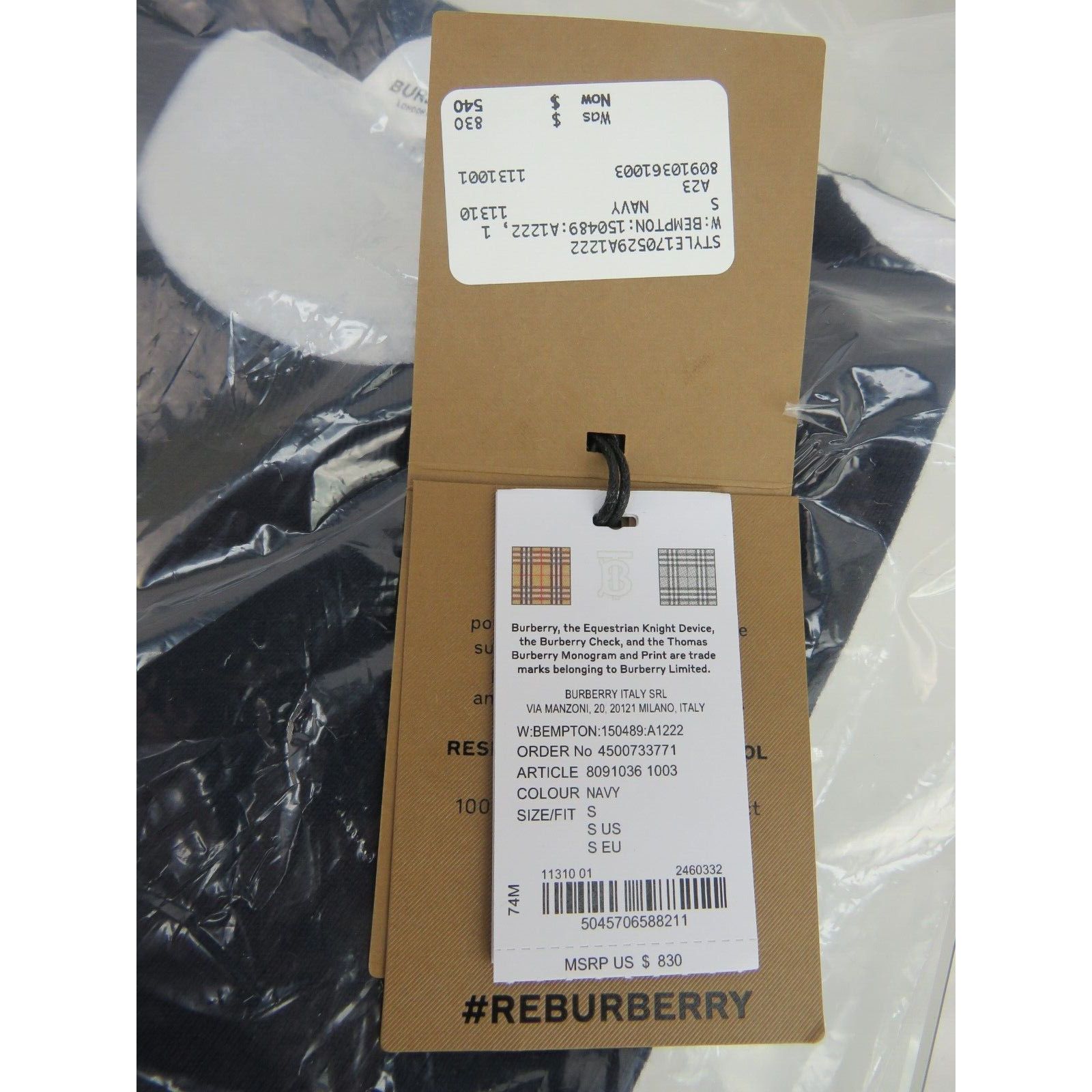 Burberry NEW BEMPTON DARK BLUE WOOL ELBOW CHECK PATCHES SWEATER S Size S / US 4 / IT 40 - 9 Thumbnail