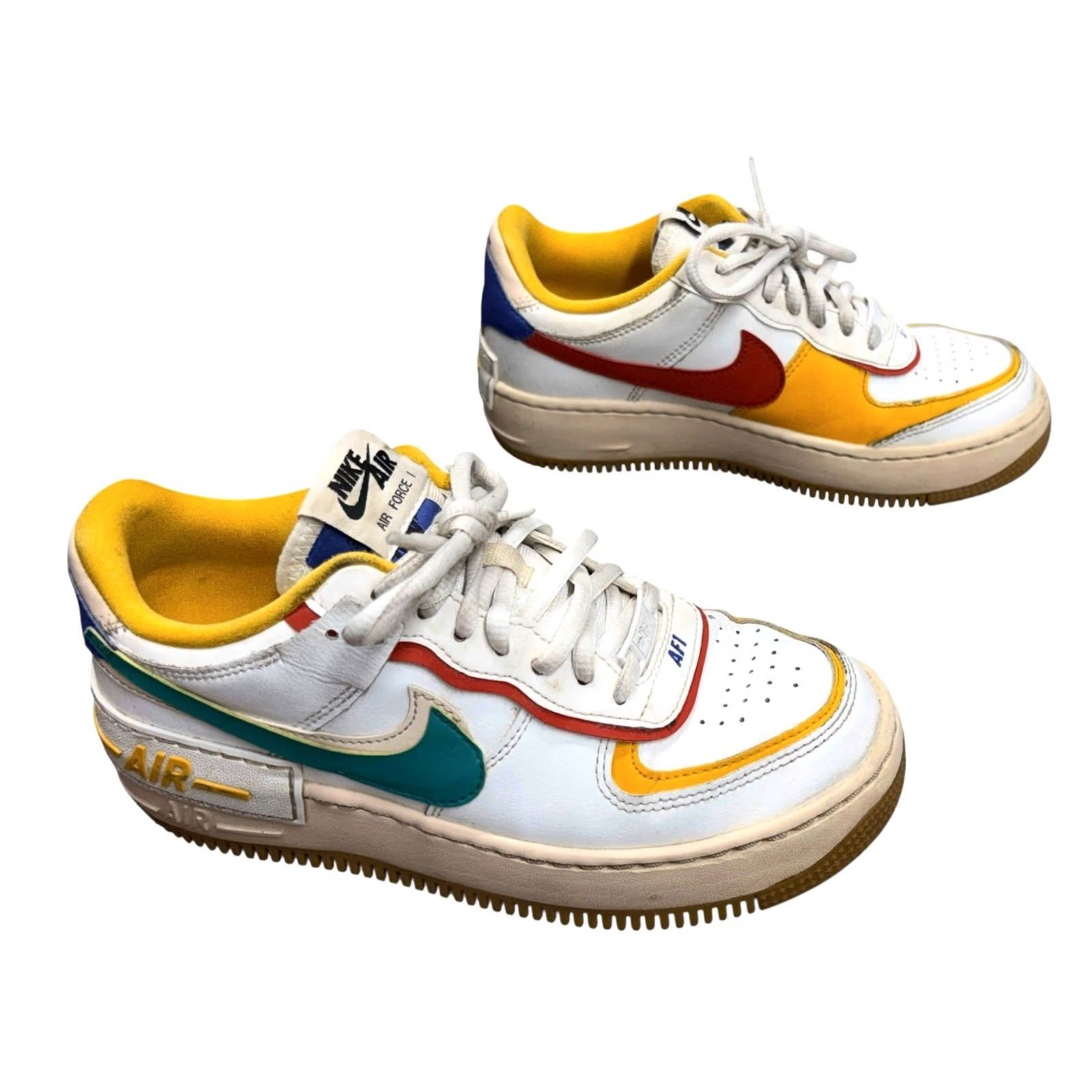 Nike NIKE AIR FORCE 1 SHADOW SUMMIT WHITE-NEPTUNE GREEN SZ 6.5 Mens Nike Air Force One Leather Low Top Sneaker CI0919-118 Size US 7 / EU 40 - 5 Thumbnail
