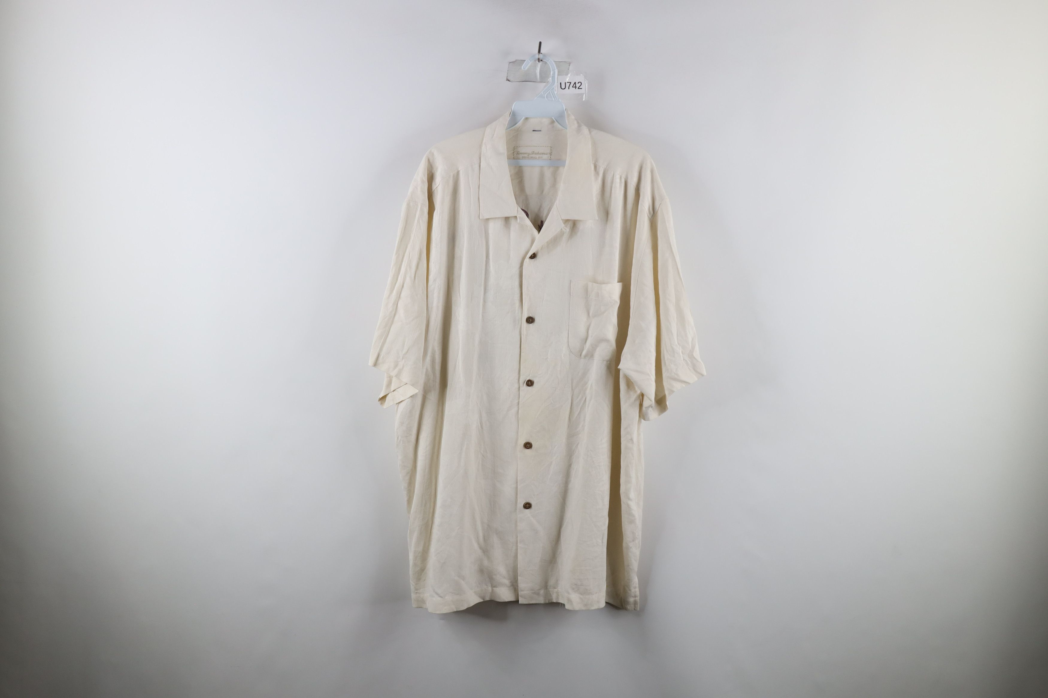 Vintage Tommy Bahama Silk Wine Looped Collar Button Shirt