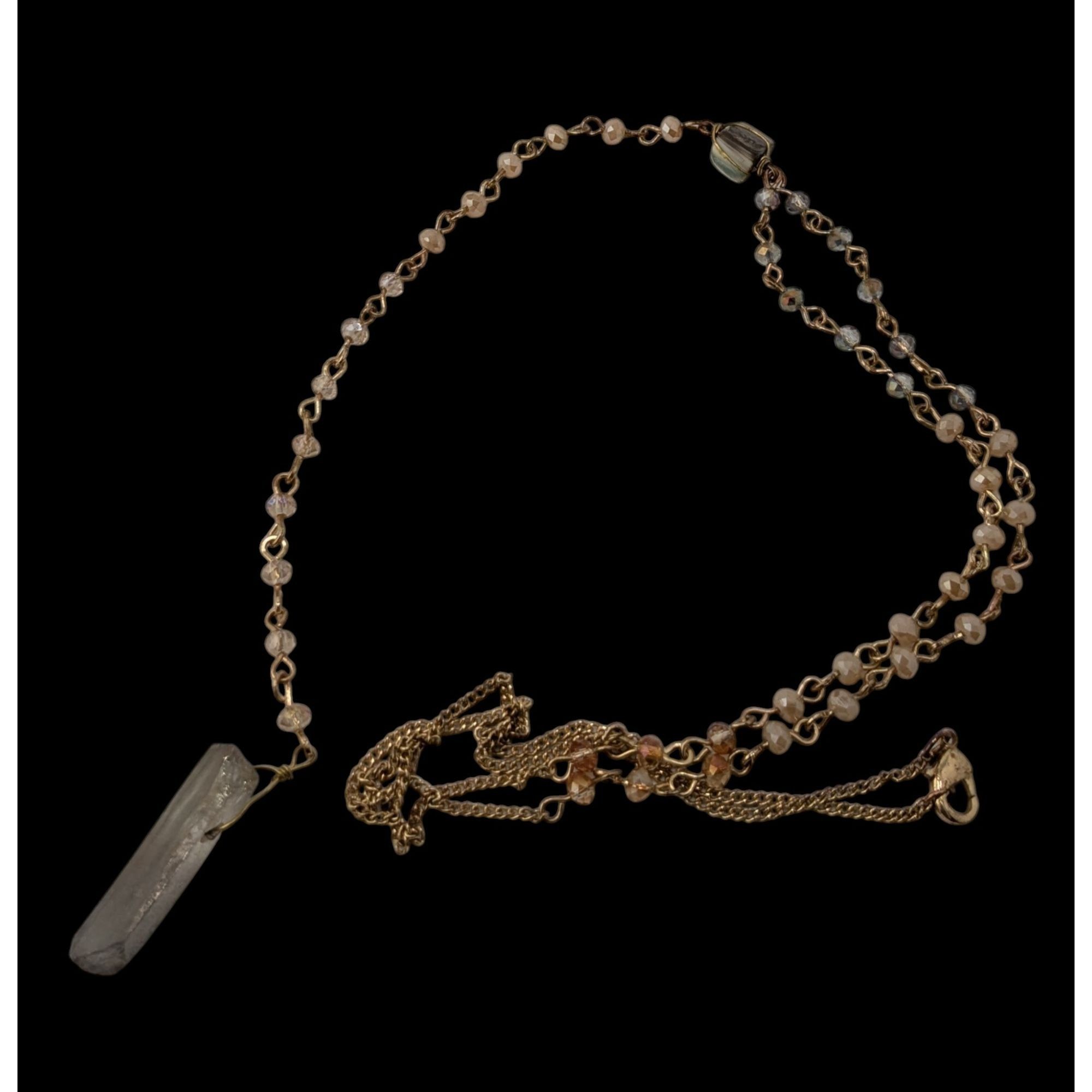 Other Elegant Y Necklace With Crystal Pendant & Beaded Chain Size ONE SIZE - 3 Thumbnail