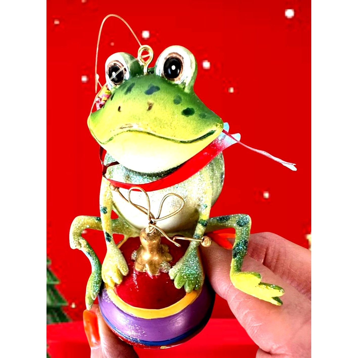 Vintage Vintage Frog Ornament Christmas Sitting On Ornament Whimsica Size ONE SIZE - 7 Thumbnail