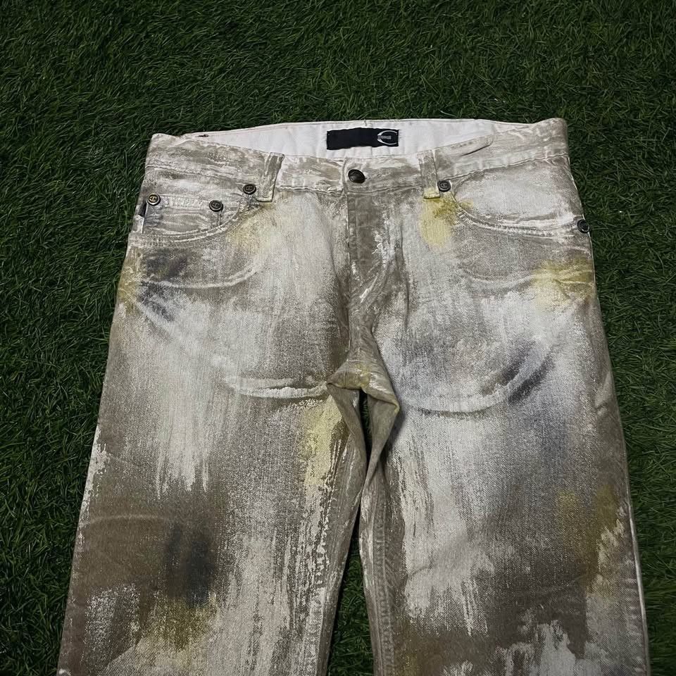 Roberto Cavalli Just Cavalli Multicolor hand painted denim Jeans Size 33" - 3 Thumbnail