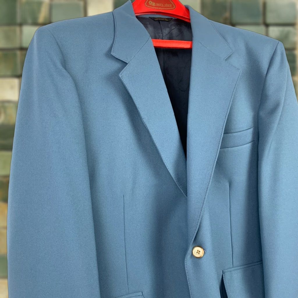 Levi's VINTAGE Panatela Levi's Blazer Suit Coat Pants 1970s Blue Polyester Rockabilly 46R Mens Size 46R - 1 Thumbnail