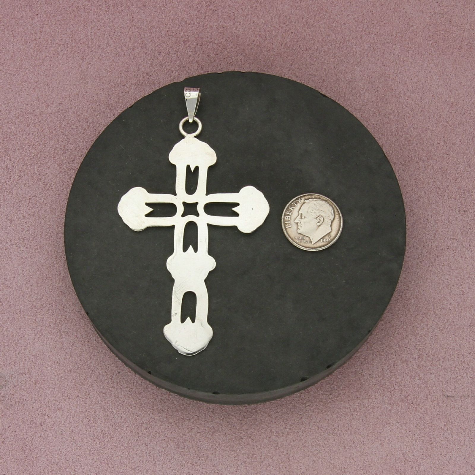 Sterling Silver taxco mexico sterling silver large cross pendant Size ONE SIZE - 2 Thumbnail