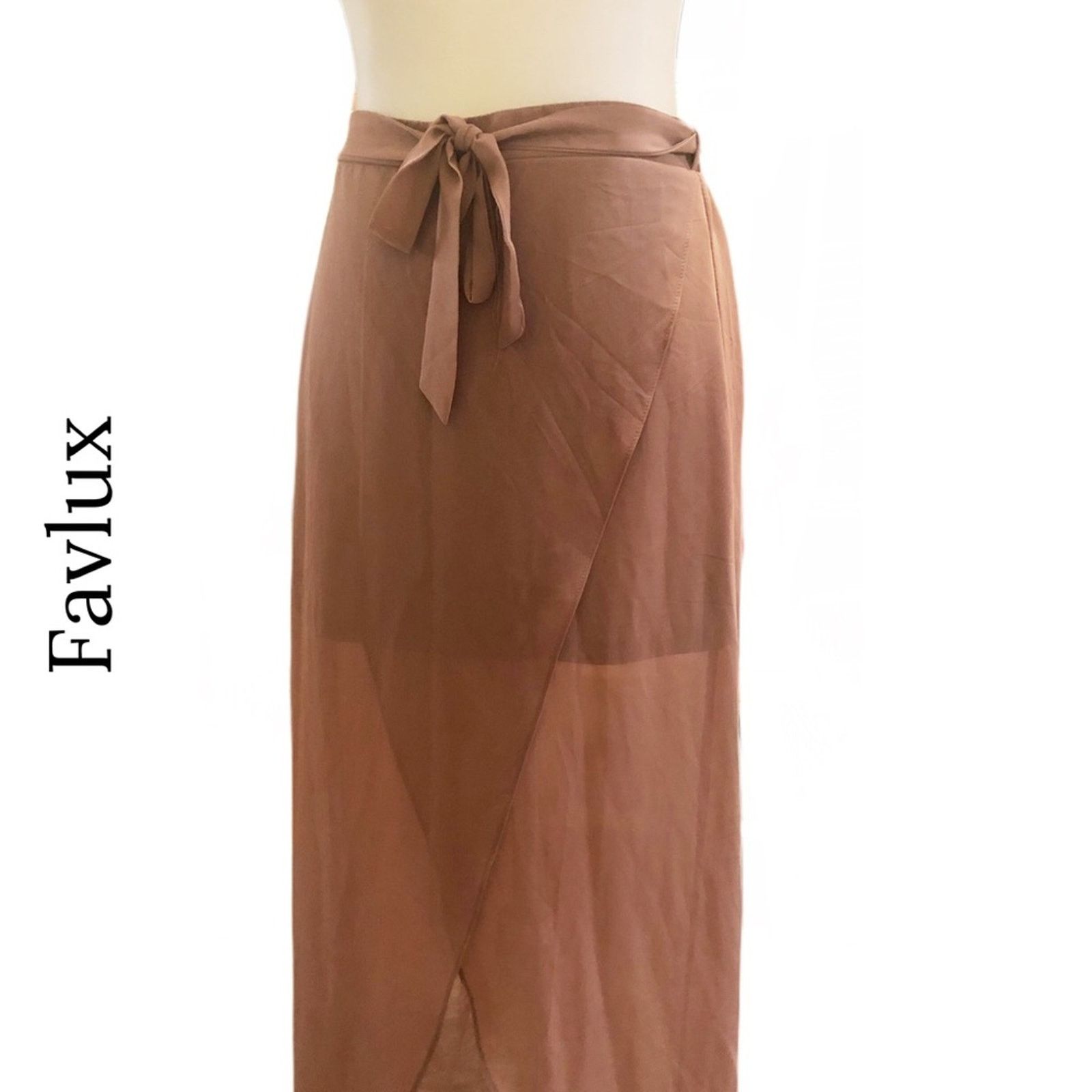 FAVELA Favlux • Mauve Tan Slitted Maxi Skirt • Size Small Size 23" - 1 Thumbnail