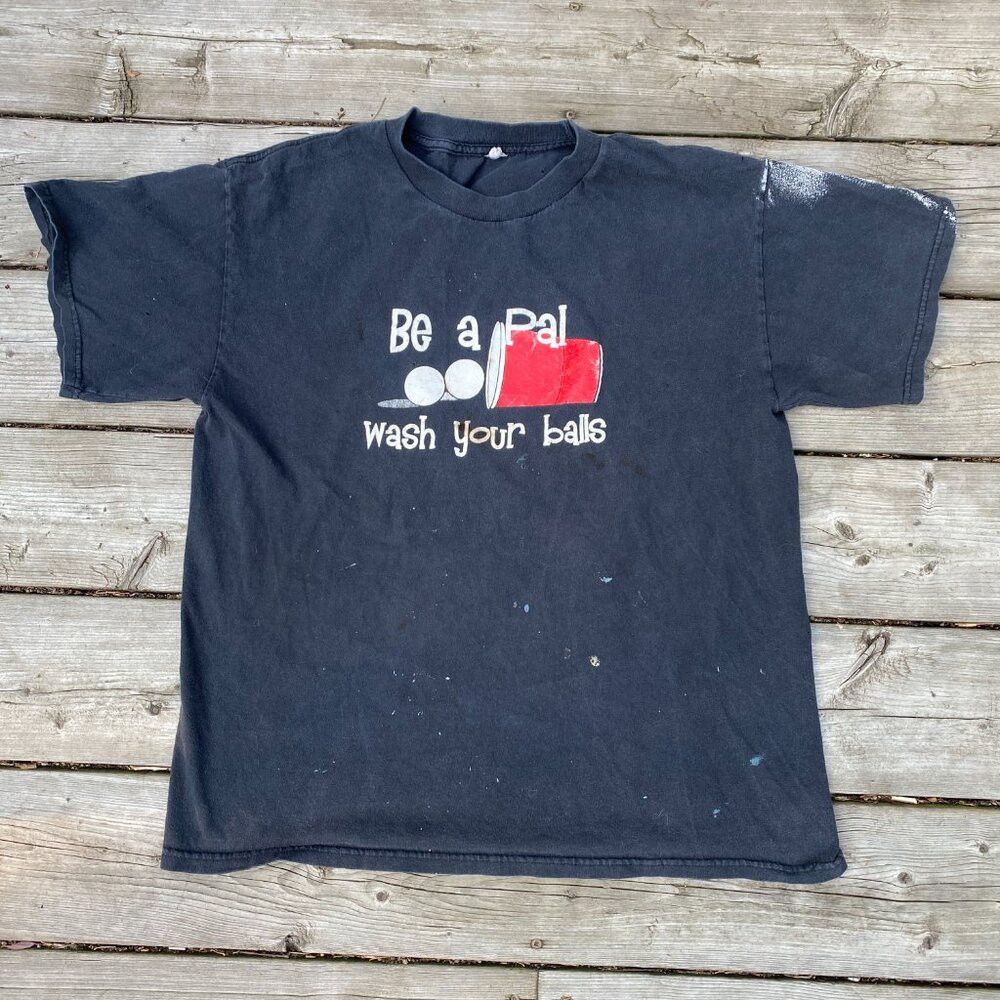 Vintage Vintage 'Be a Pal Wash Your Balls' Cup Pong Graphic T Shirt Size US L / EU 52-54 / 3 - 2 Thumbnail