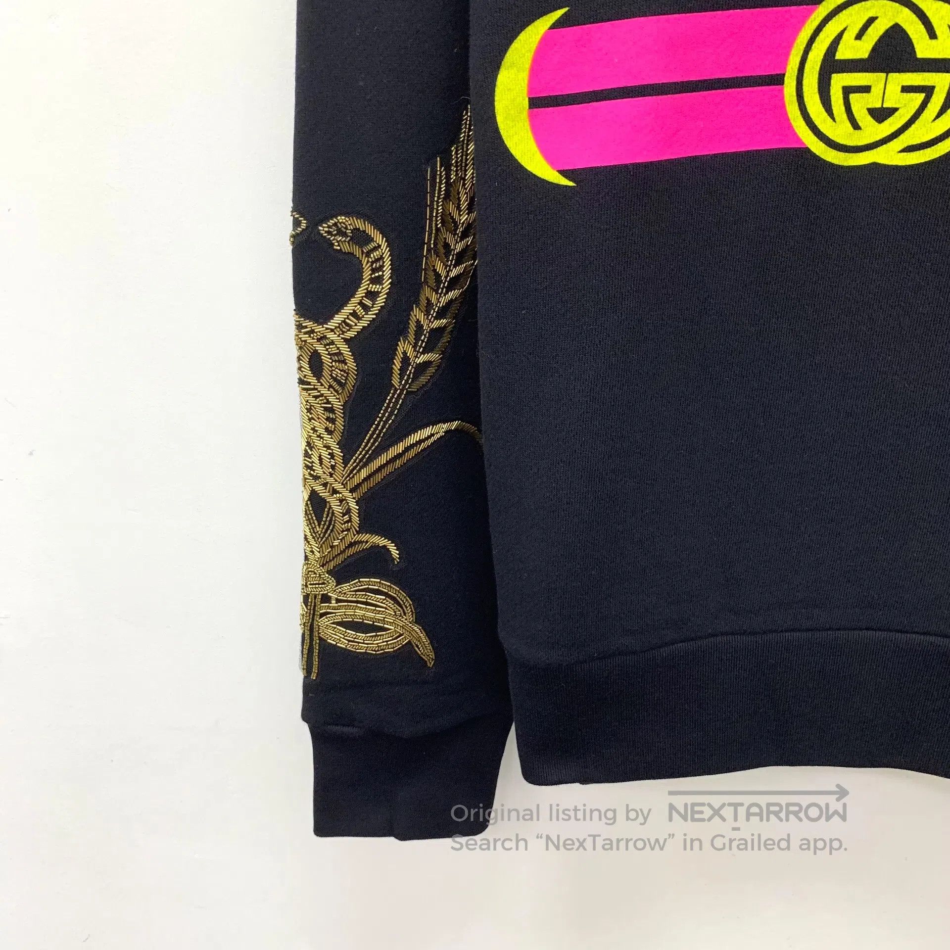 Gucci Guicci Black Logo Letter Printed Cotton Round Neck Long Sl Size US S / EU 44-46 / 1 - 4 Thumbnail