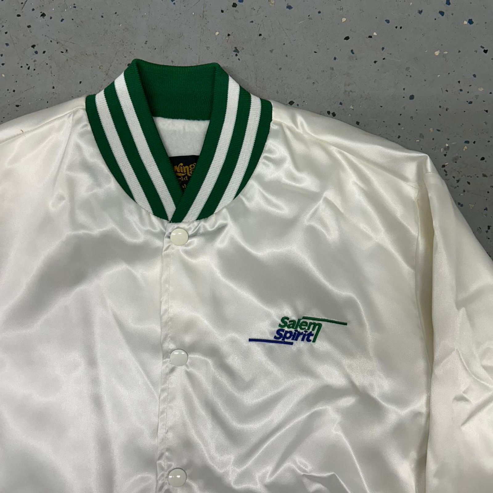 Swingster White and green vintage Salem spirit satin bomber jacket Size US S / EU 44-46 / 1 - 2 Thumbnail