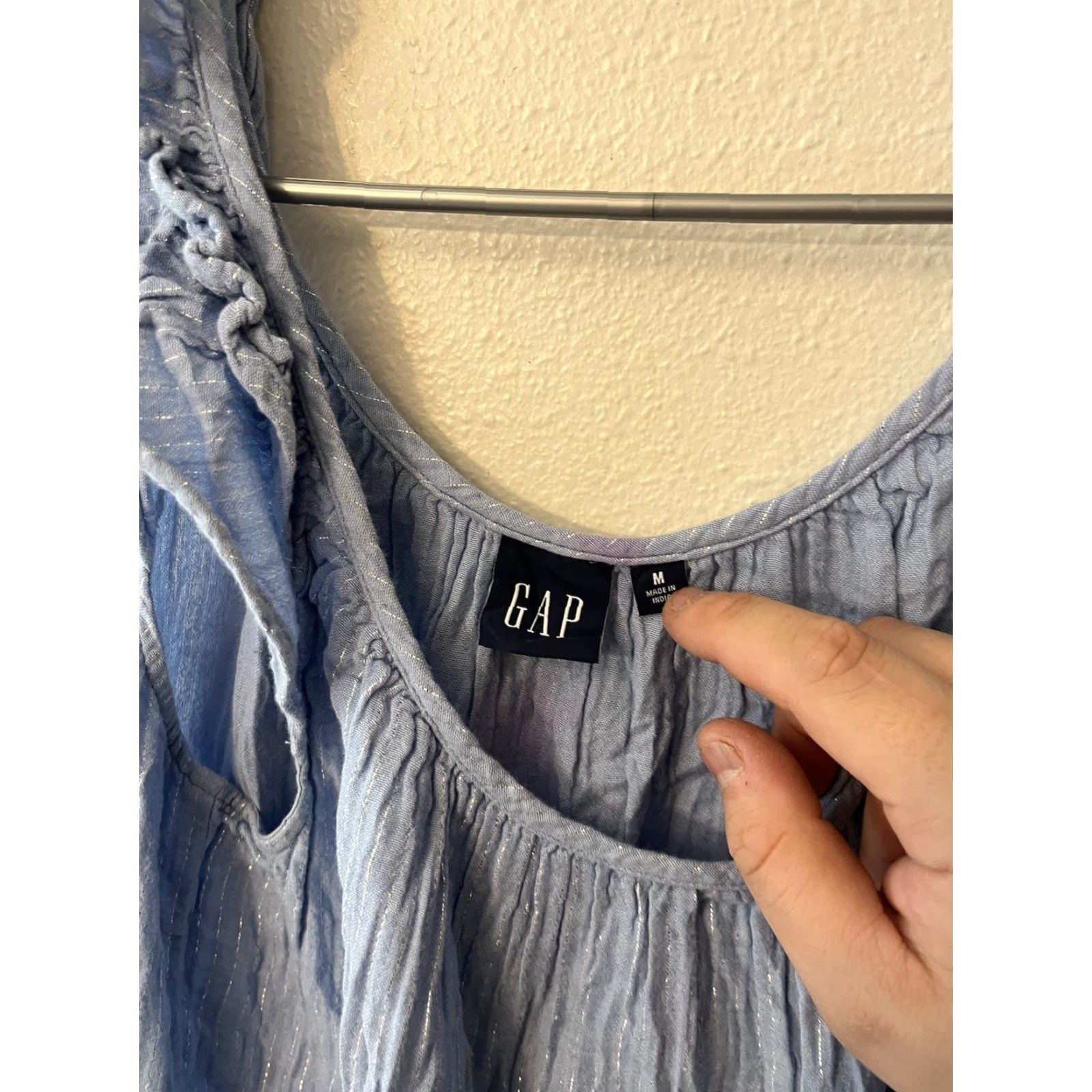 Gap Gap Dress Womens Crinkle Gauze Mini Blue Stripe Size M Adult Size M / US 6-8 / IT 42-44 - 3 Thumbnail