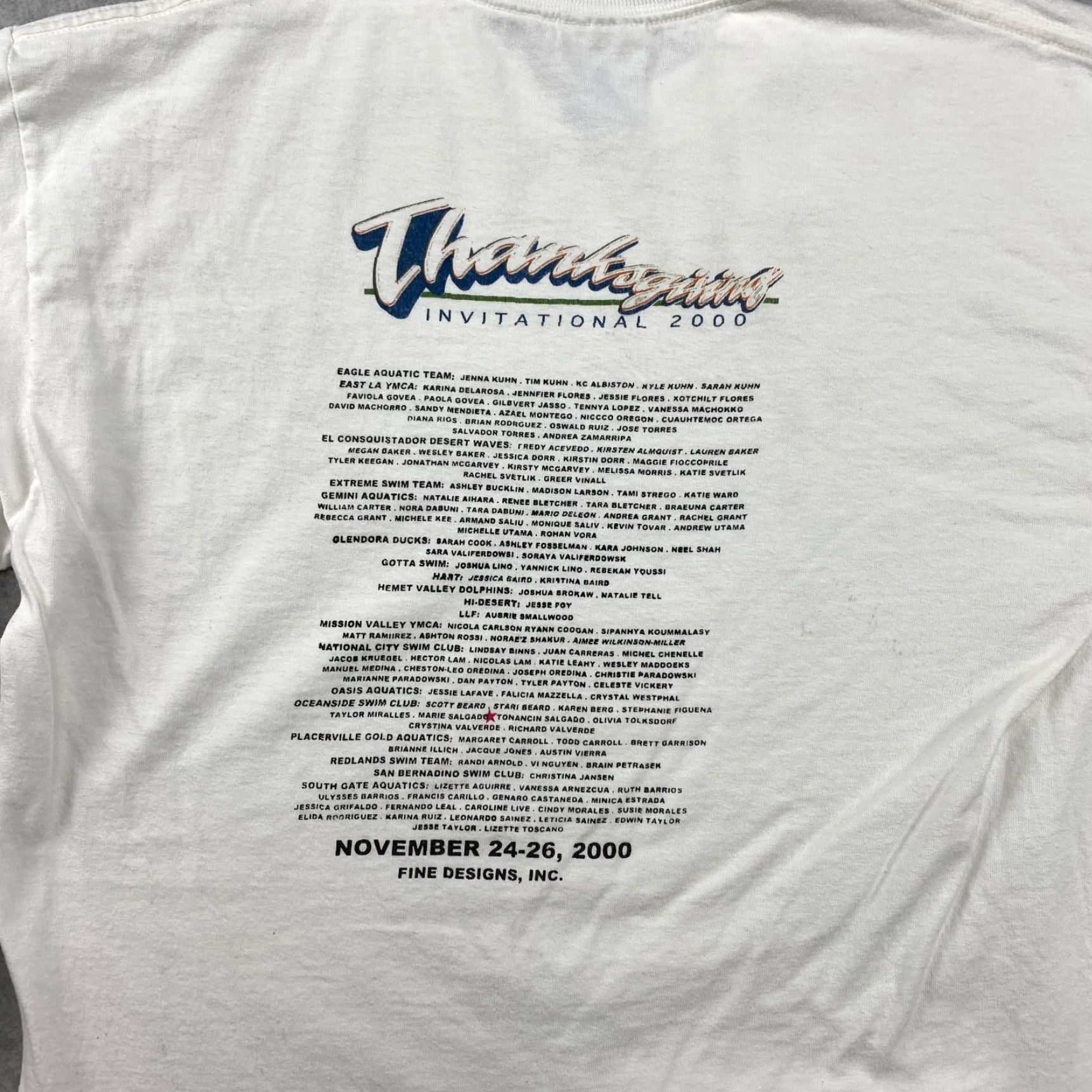 Gildan VTG Y2K Las Vegas Thanksgiving Swim Invitational Shirt Mens Large Double-Sided Gildan Ultra Cotton Multicolor Long Sleeve Crew Neck T-Shirt Size US L / EU 52-54 / 3 - 7 Thumbnail