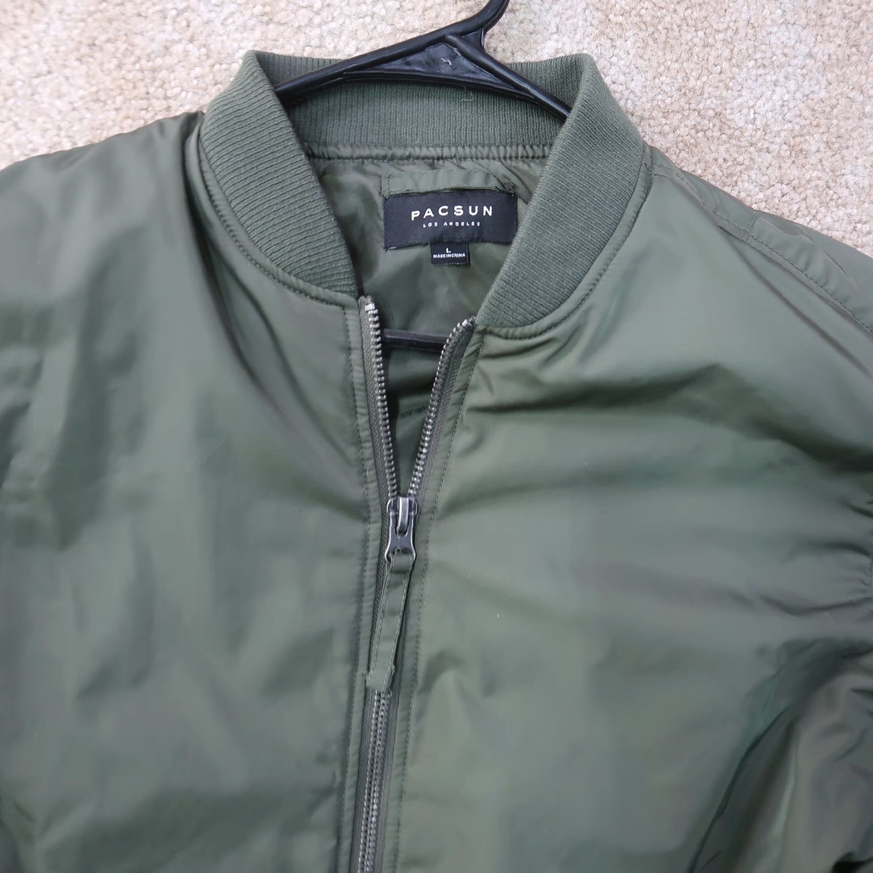 Pacsun PacSun Bomber Jacket Men L Green Full Zip Streetwear Long Sleeve Size US L / EU 52-54 / 3 - 3 Thumbnail