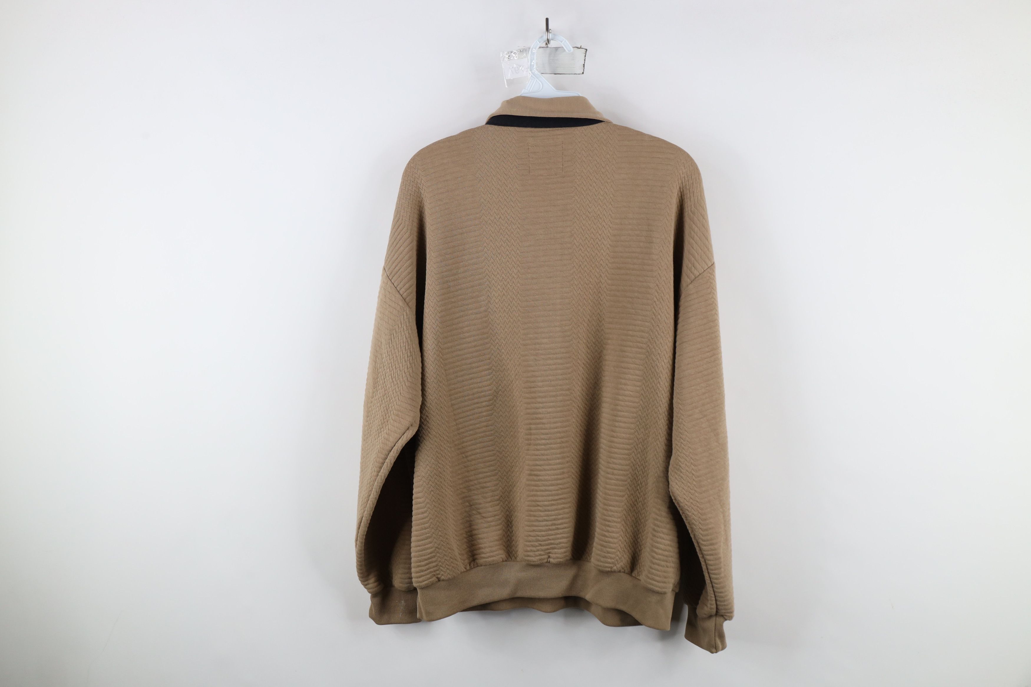 Vintage Vintage 90s Streetwear Textured Collared Pullover Polo Beige Size US L / EU 52-54 / 3 - 9 Thumbnail