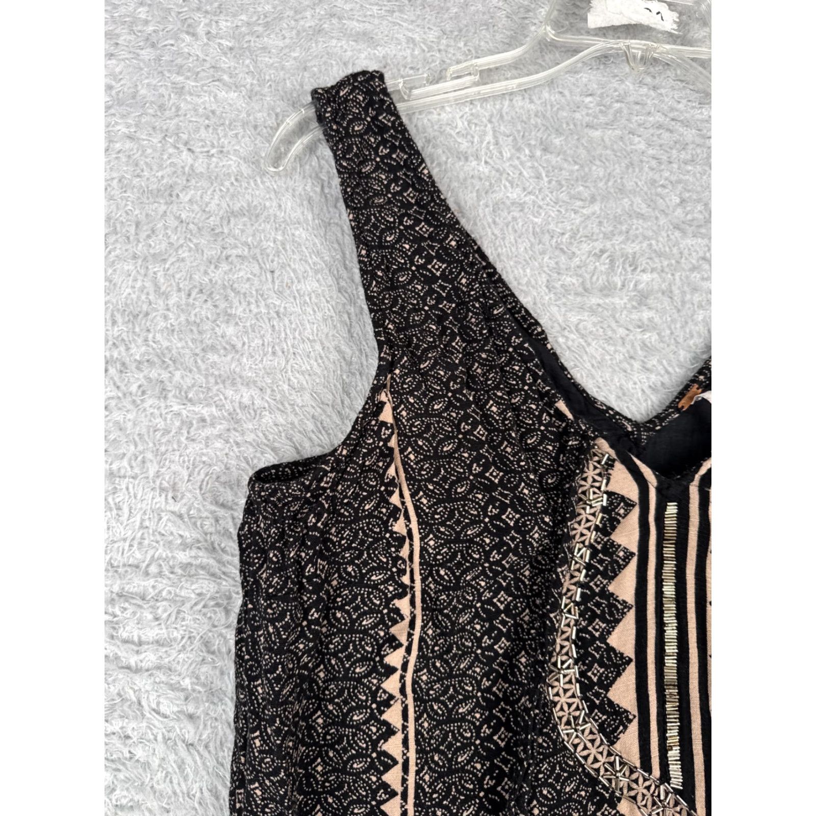 Free People VINTAGE Free People Women's Mini Dress Black Snake Beaded & Embroidered Casual Party Travel Nightwear M Size M / US 6-8 / IT 42-44 - 3 Thumbnail