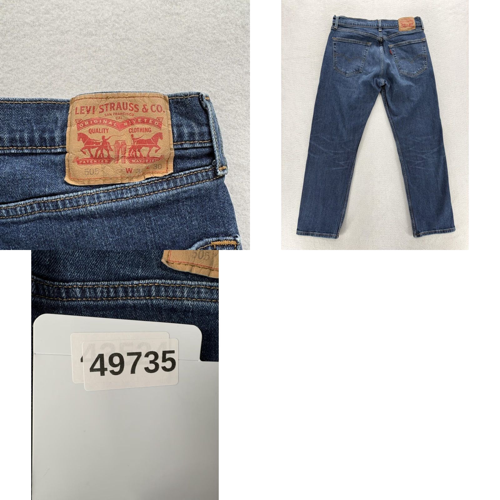 Levi's Levi's 505 Jeans Mens 32x30 Blue Medium Wash Regular Fit Straight Denim Stretch Jeans Size US 32 / EU 48 - 9 Thumbnail