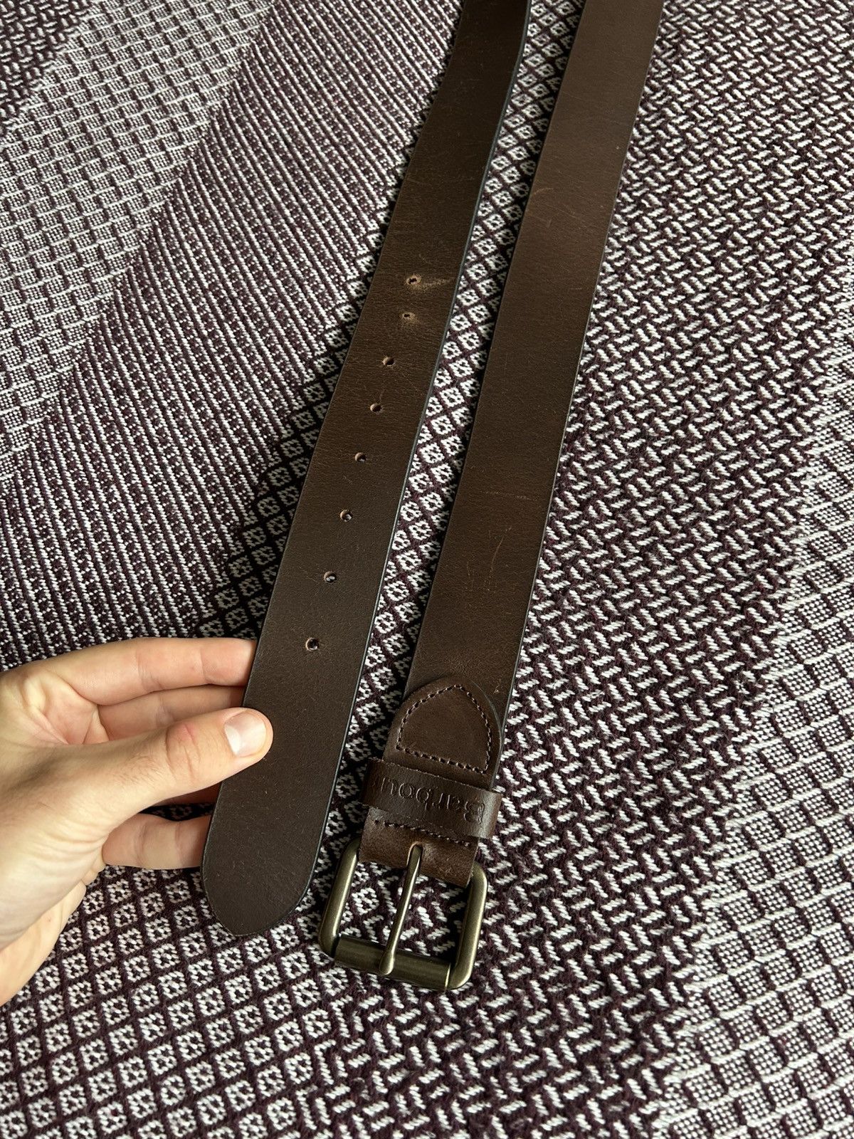 Barbour Vintage Barbour Leather Belt Men Brown Solid Style Size L Size 36 - 5 Thumbnail