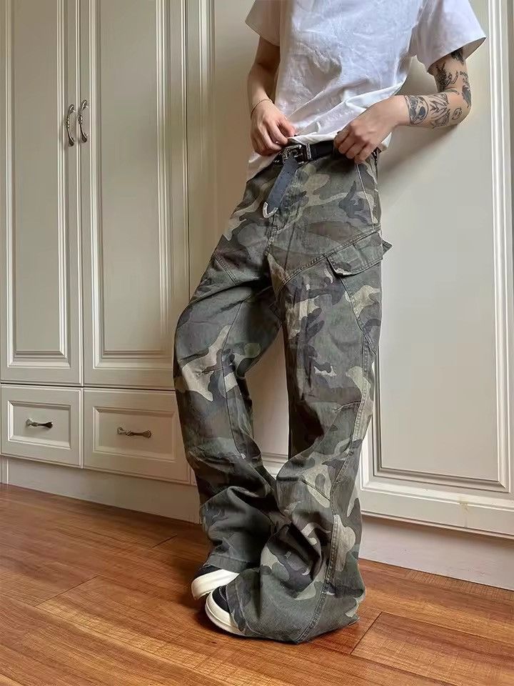 Camo Cargo Pants - Baggy Barrel-Leg Utility Trousers