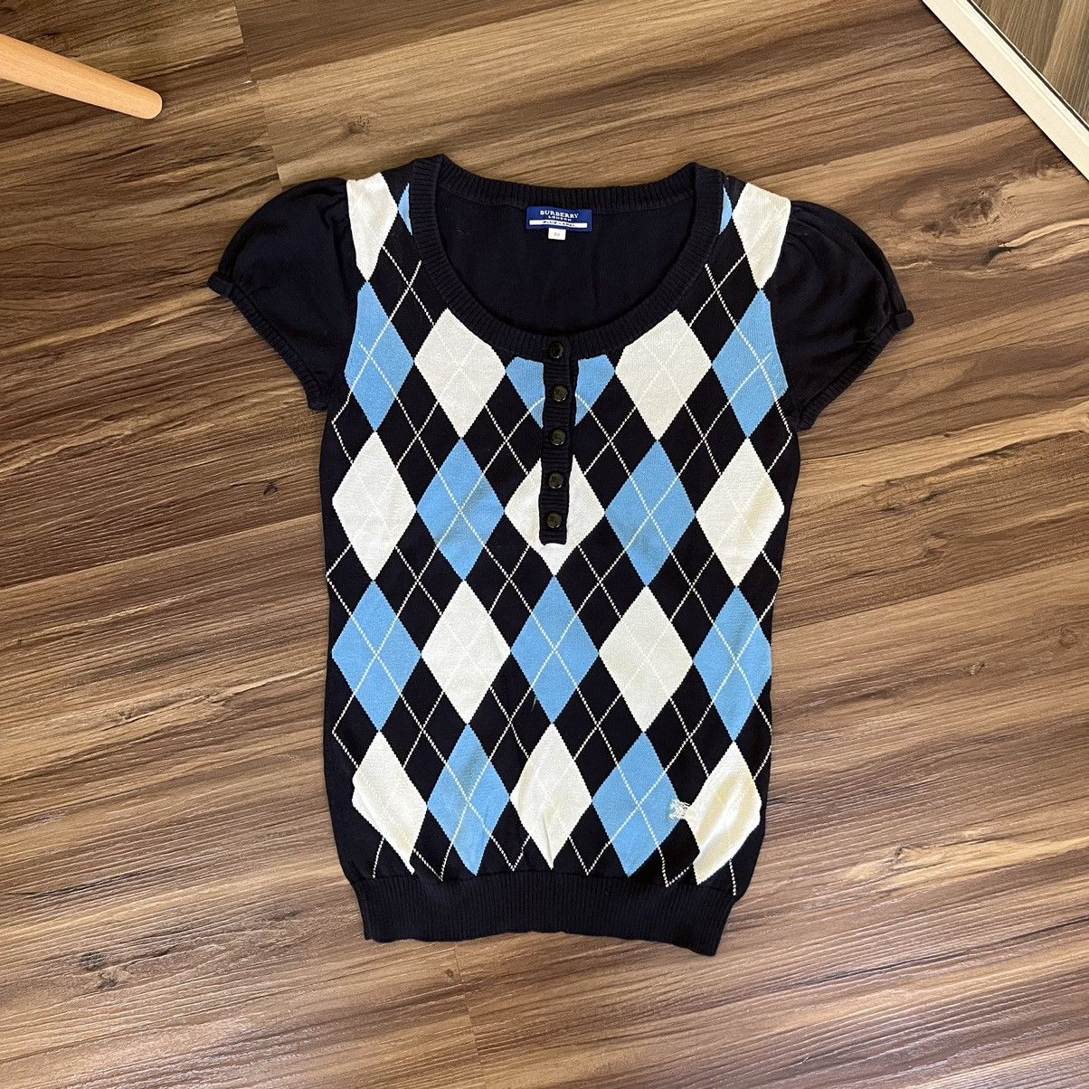 Burberry Burberry Blue Label Argyle knit half button Size XS / US 0-2 / IT 36-38 - 1 Thumbnail