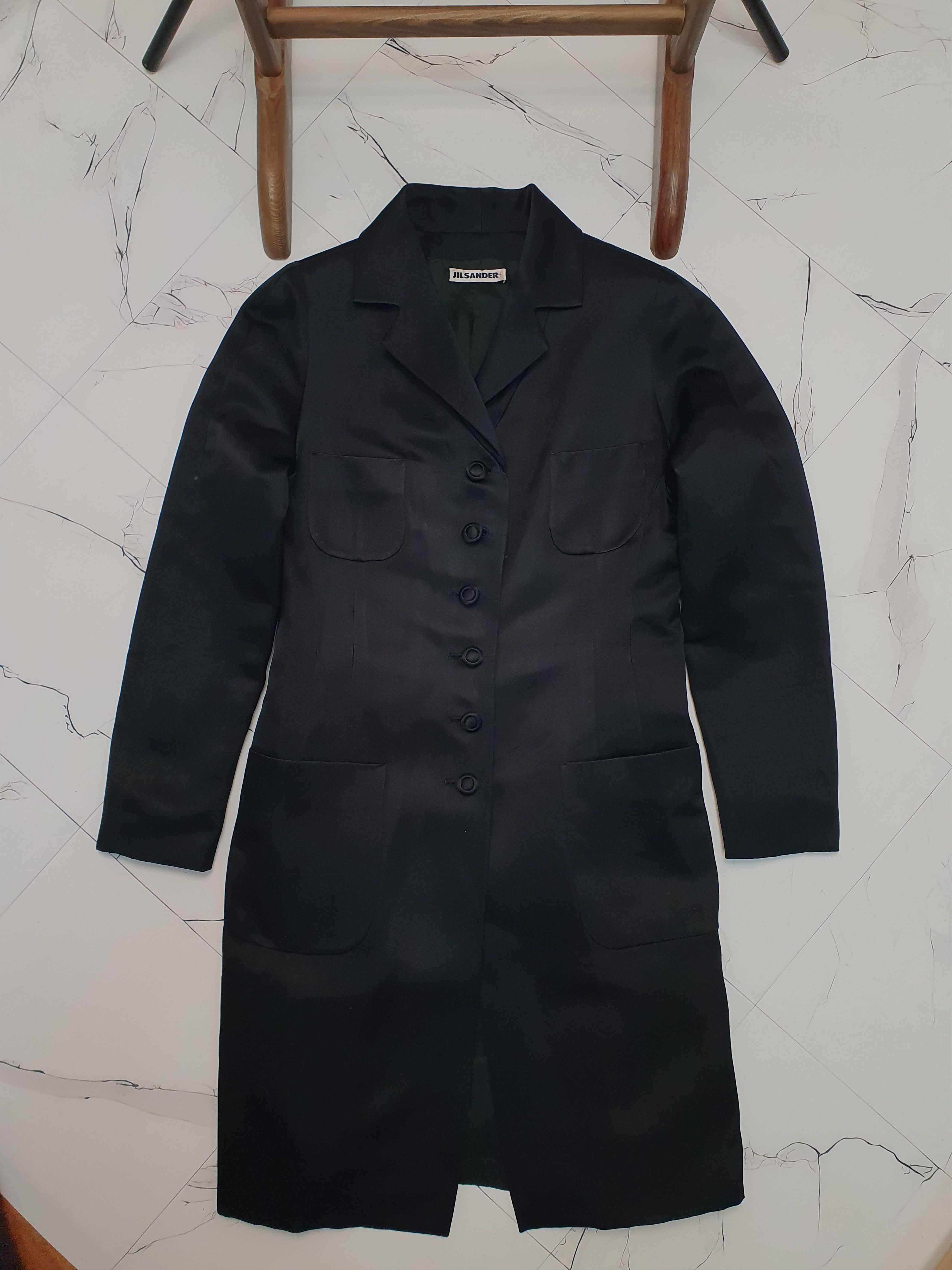 image of Vintage Jil Sander Silk Trench Coat in Black, Women's (Size Small)