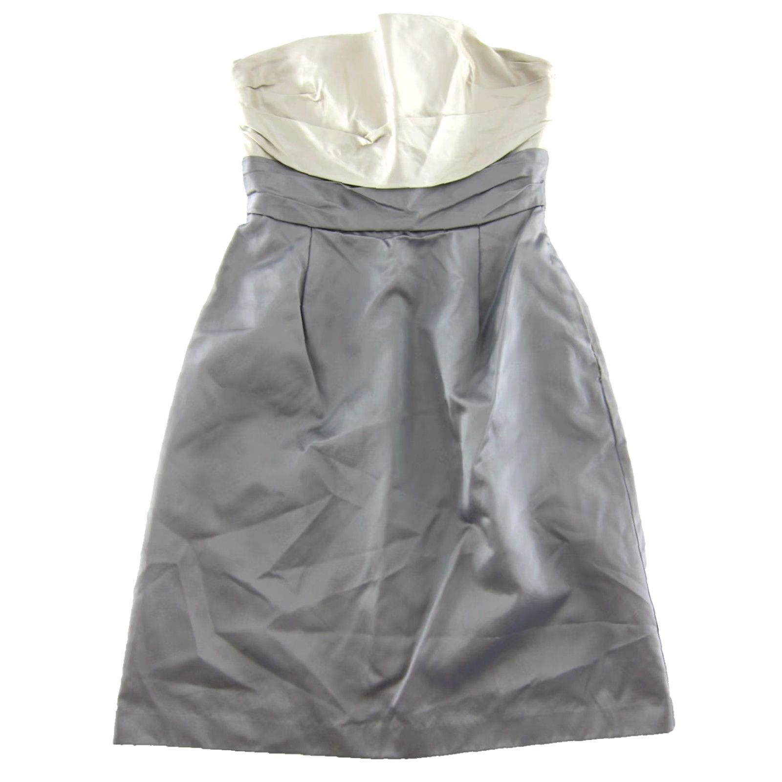 Vintage VINTAGE Jim Hjelm Dress Strapless Satin Face Taffeta Pewter Gathered Bodice Knee Length 12 Womens Gray 90s Wedding Formal Size XL / US 12-14 / IT 48-50 - 2 Thumbnail