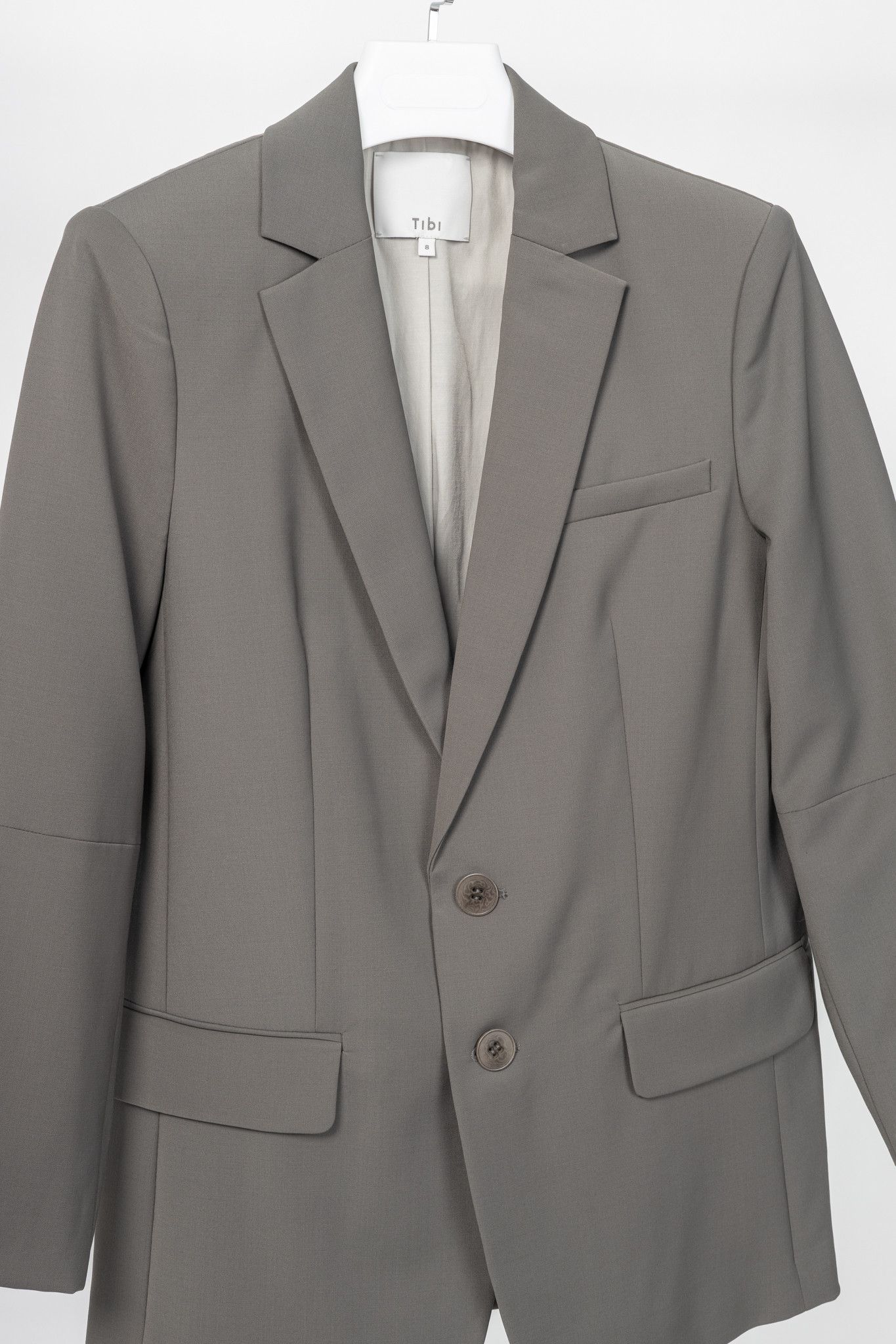 Tibi Tibi Marlon Dark Stone Tropical-Wool Cutout-Sleeve Blazer Size M / US 6-8 / IT 42-44 - 3 Thumbnail