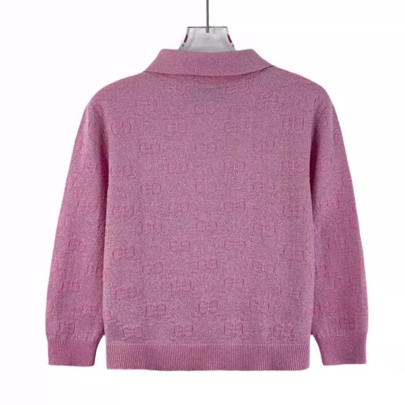 Gucci Gucci Pink Logo Knit Long Sleeve Polo Shirt-2506 Size XS / US 0-2 / IT 36-38 - 2 Thumbnail