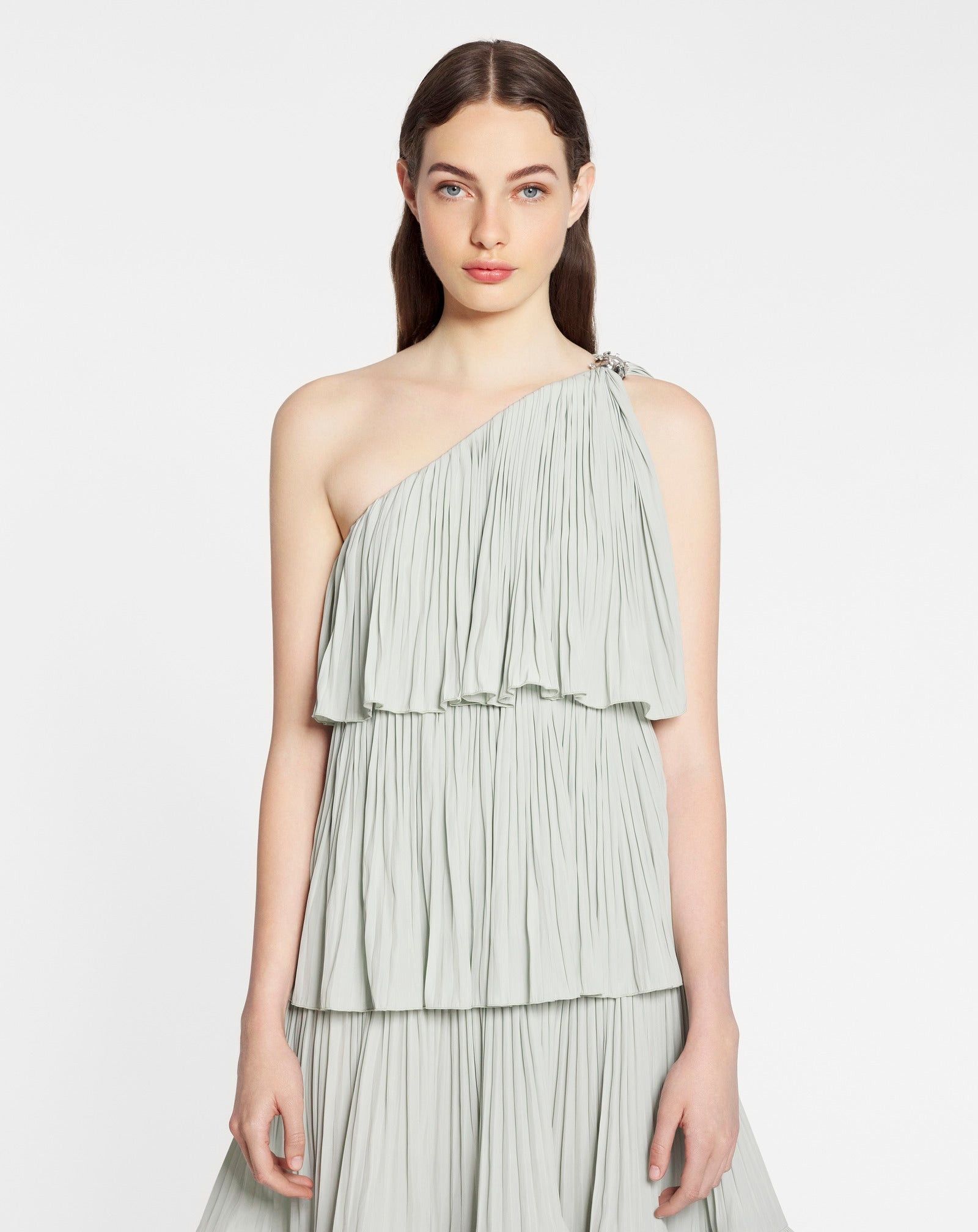 Lanvin o1y0326 Mini Dress in Sage Green Size S / US 4 / IT 40 - 3 Thumbnail