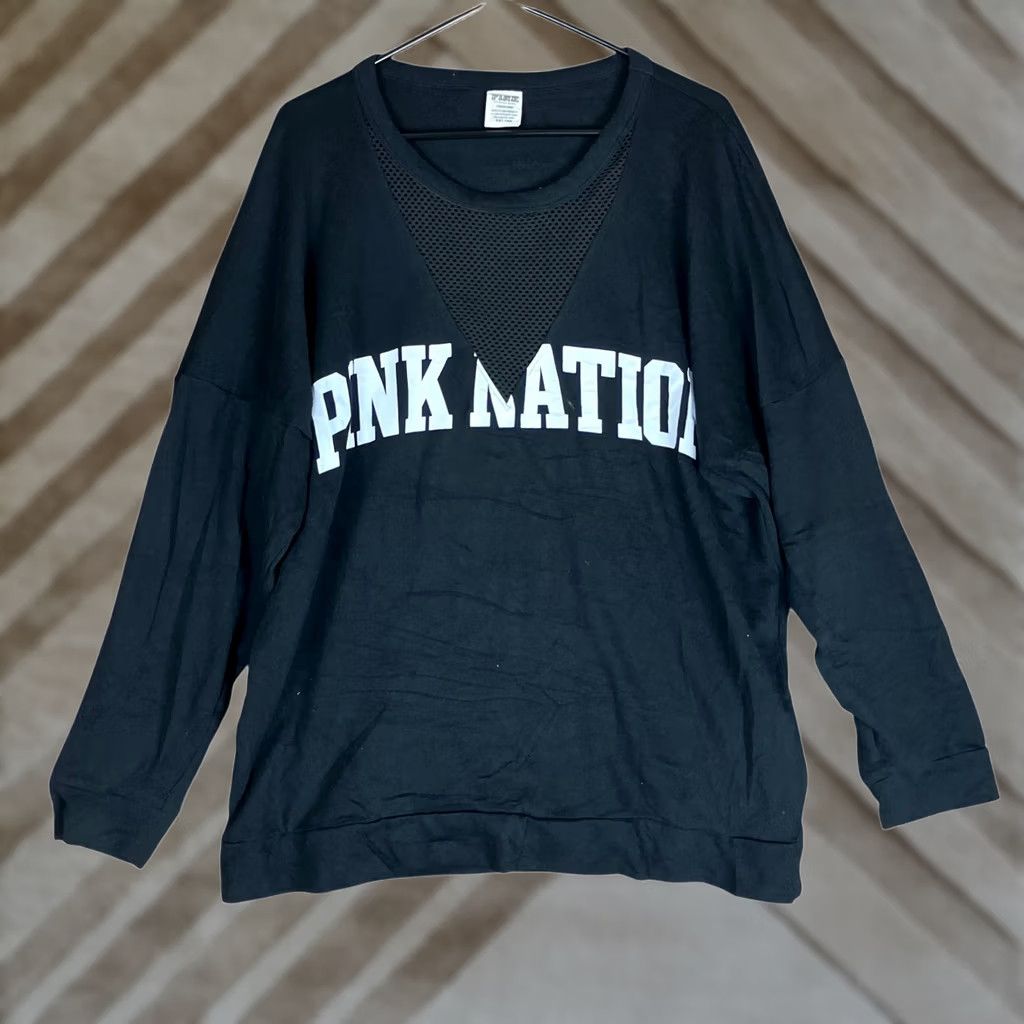 Vintage PINK Victoria Secret Womens Sweatshirt Black 'Pink Nation' Long Sleeve Casual L Size L / US 10 / IT 46 - 1 Thumbnail