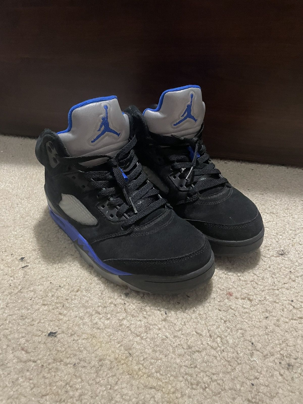 image of Racer Jordan 5 Black Blue Shoes, Men's (Size 8)