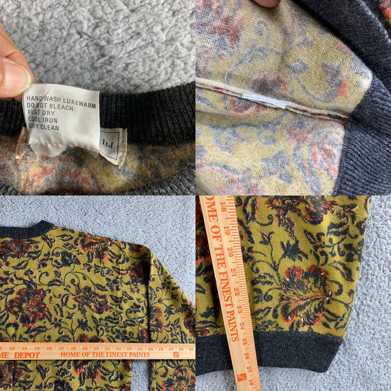 Vintage Heather Ashton Cardigan Sweater Womens Large Green Floral Boho Wool Lambswool Knit Size L / US 10 / IT 46 - 8 Thumbnail