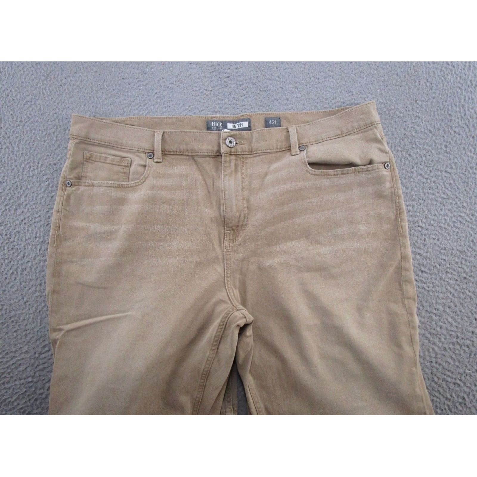 Vintage Buckle Jeans Buckle BKE Mens Straight Stretch Leg 42L 42x33 Tan Brown Denim 5-Pocket Style 42 Inseam Men Jeans Size US 42 / EU 58 - 3 Thumbnail