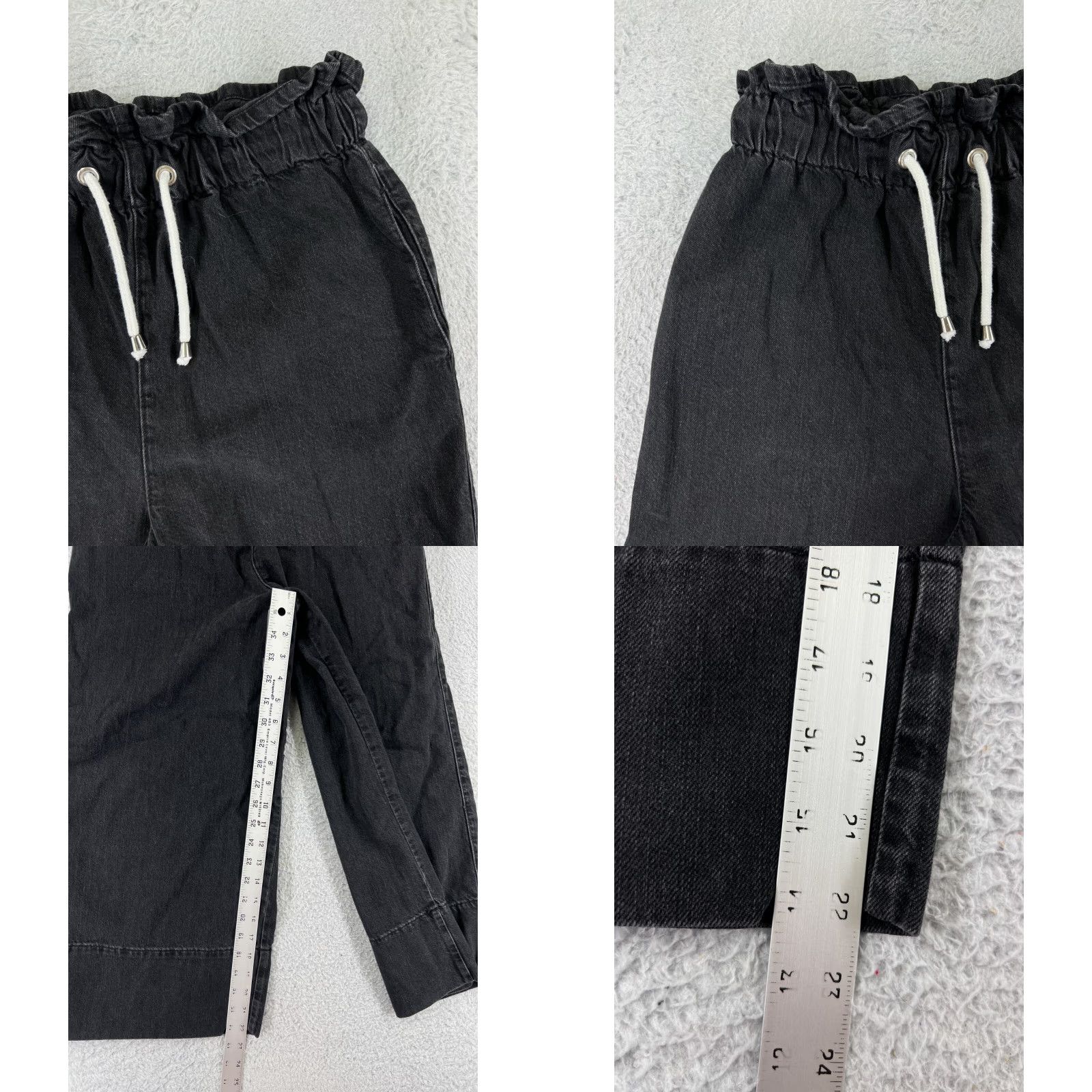 Topshop Top Shop Moto Jeans Women Wide-Leg XS-25 Black Denim Pull On 5-Pocket Stretch Capri Elastic Waist Regular Fit Size 4XL / US 24-26 - 8 Thumbnail