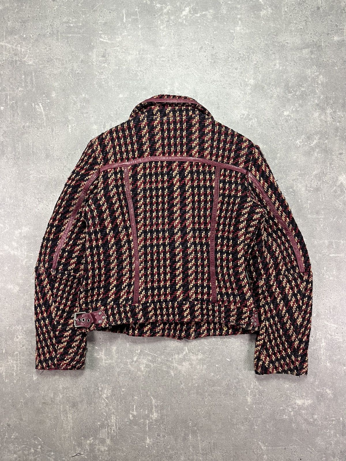 Diesel 00s Diesel Tweed Assymetrical Leather Straps Moto Jacket M Size M / US 6-8 / IT 42-44 - 2 Thumbnail
