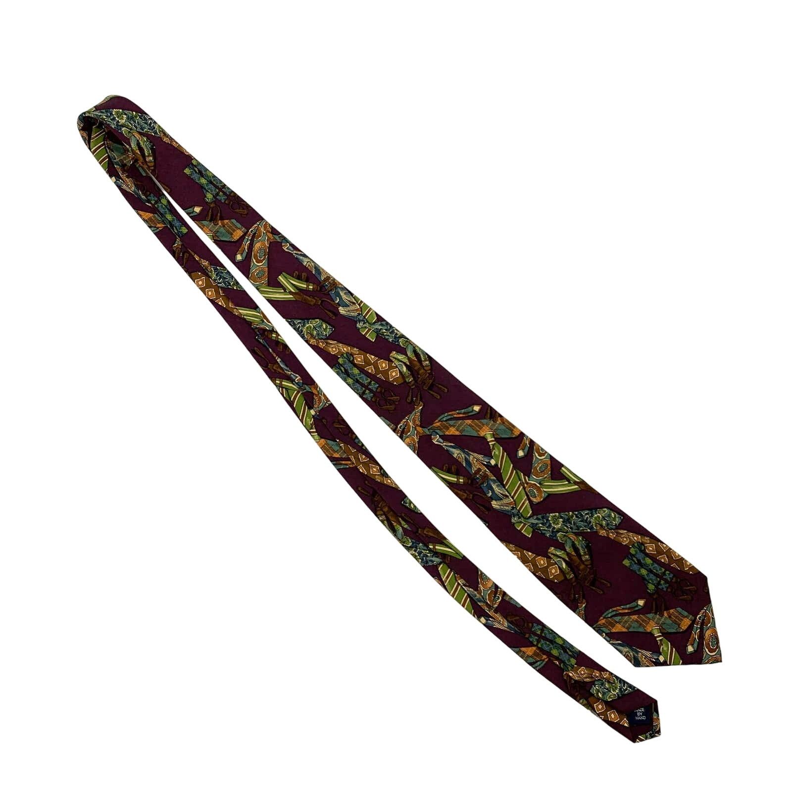 Polo Ralph Lauren × Vintage Polo Ralph Lauren Silk Tie 90s Necktie Print Burgundy Size ONE SIZE - 2 Thumbnail