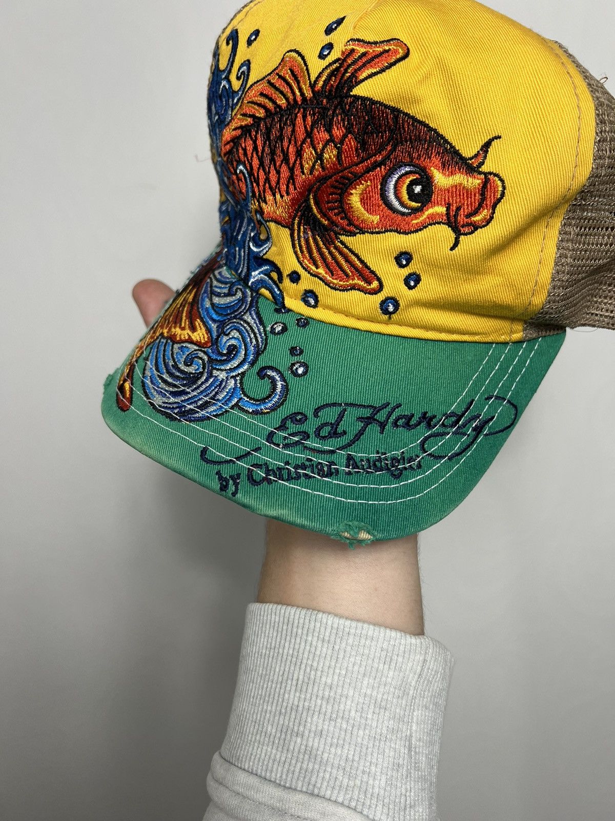 Ed Hardy Rare Ed Hardy Embroidered Carp Distressed Cap Size ONE SIZE - 5 Thumbnail