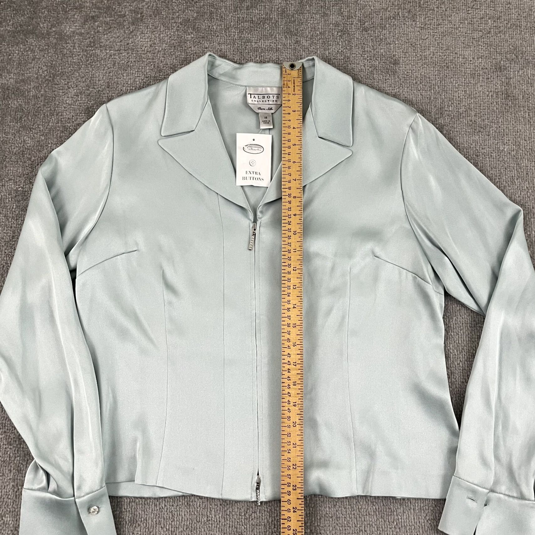 Talbots Talbots Blazer Jacket Womens Size 16 Blue 100% Silk Full Zip Career Office Size XXL / US 16-18 / IT 52-54 - 3 Thumbnail