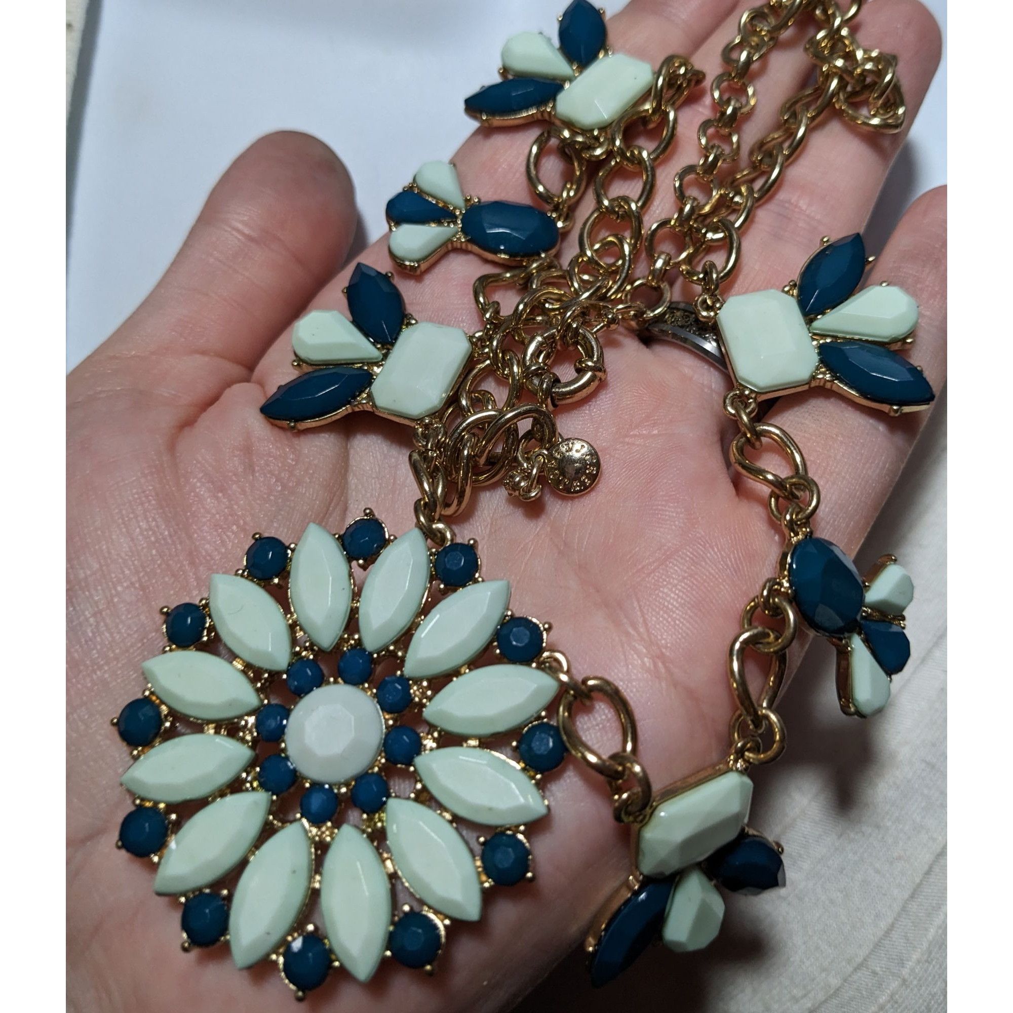J.Crew Preppy JCrew Blue Flower Statement Necklace Size ONE SIZE - 7 Thumbnail