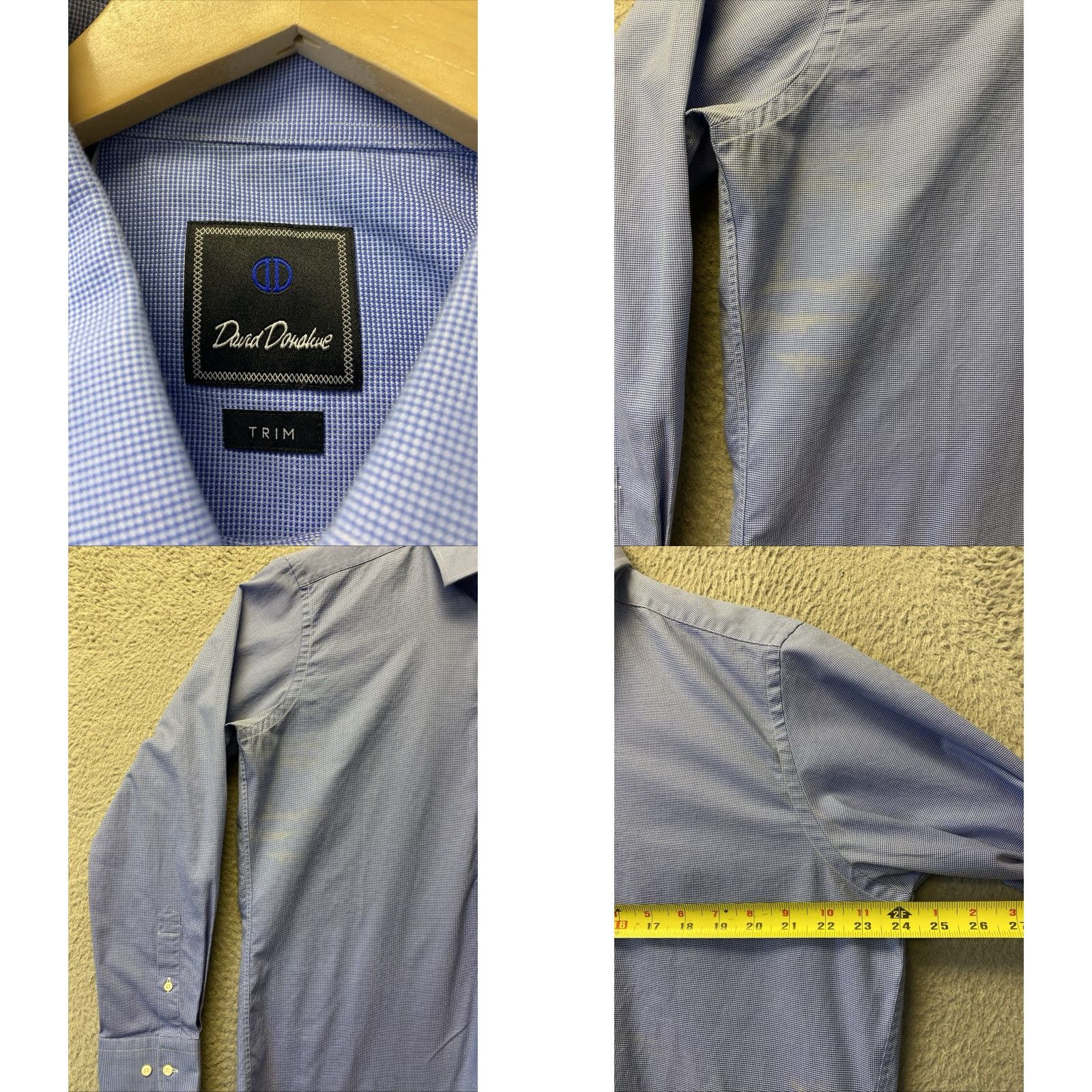 David Donahue DAVID DONAHUE Mens Button Shirt 17 34/35 Blue Cotton Dress Shirt Casual Business Party 17 Neck Spread Collar Barrel Cuff Size US XL / EU 56 / 4 - 8 Thumbnail