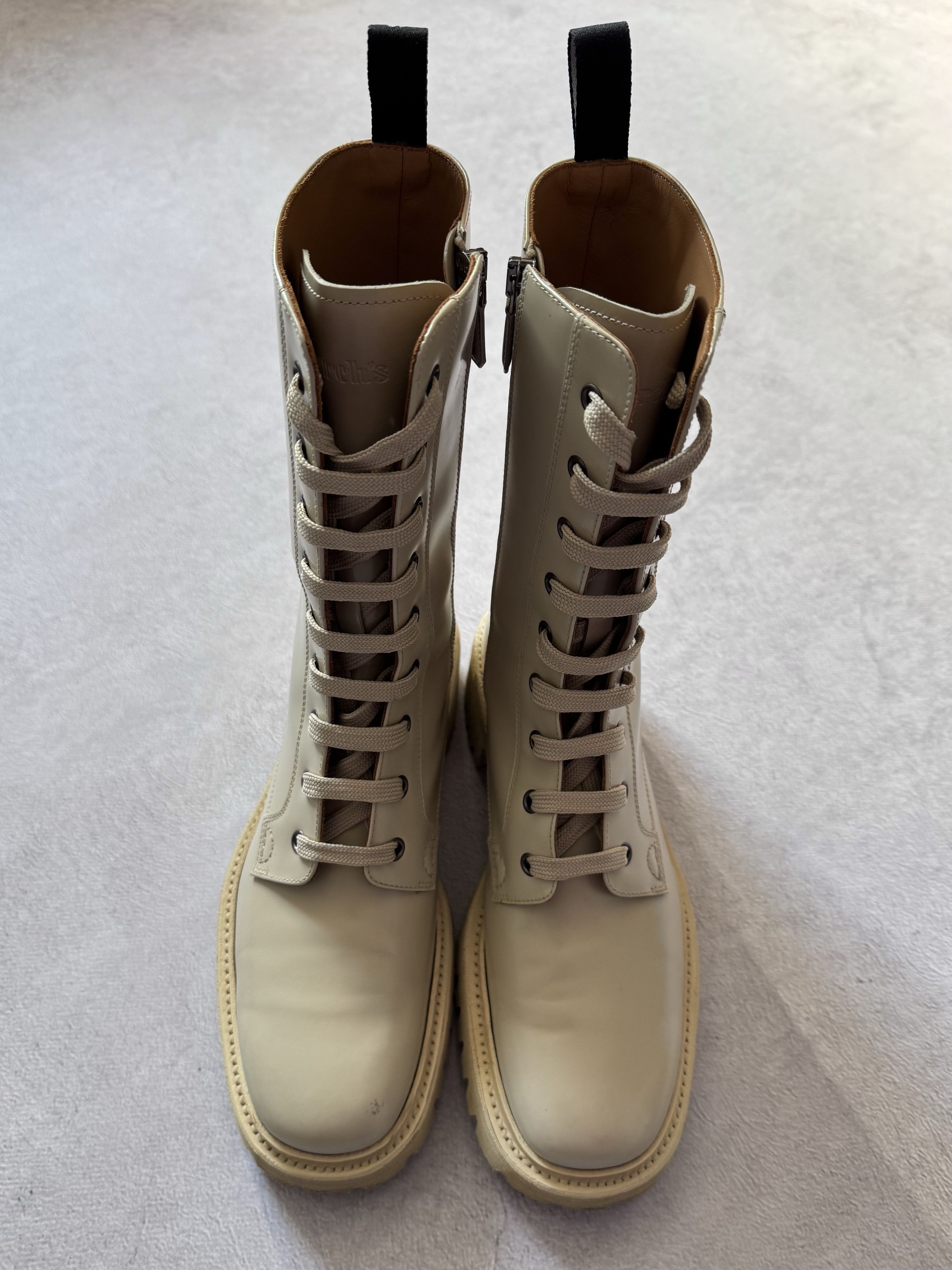Church's Church's Gwyneth Leather Ankle Combat Boots Beige Size US 10 / IT 40 - 13 Thumbnail